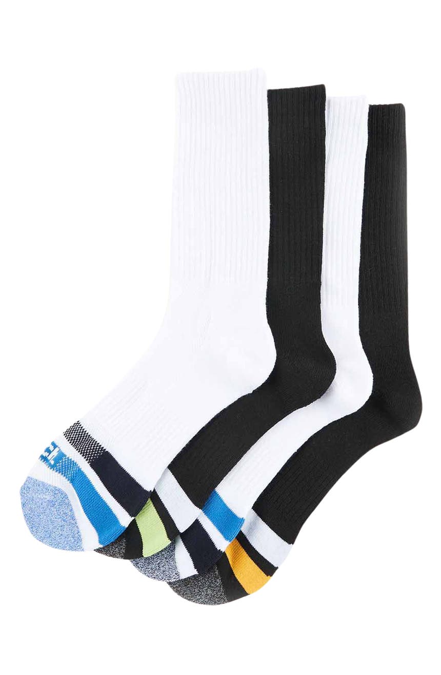 Contrast Cushion Crew Socks - Pack of 4 Bench