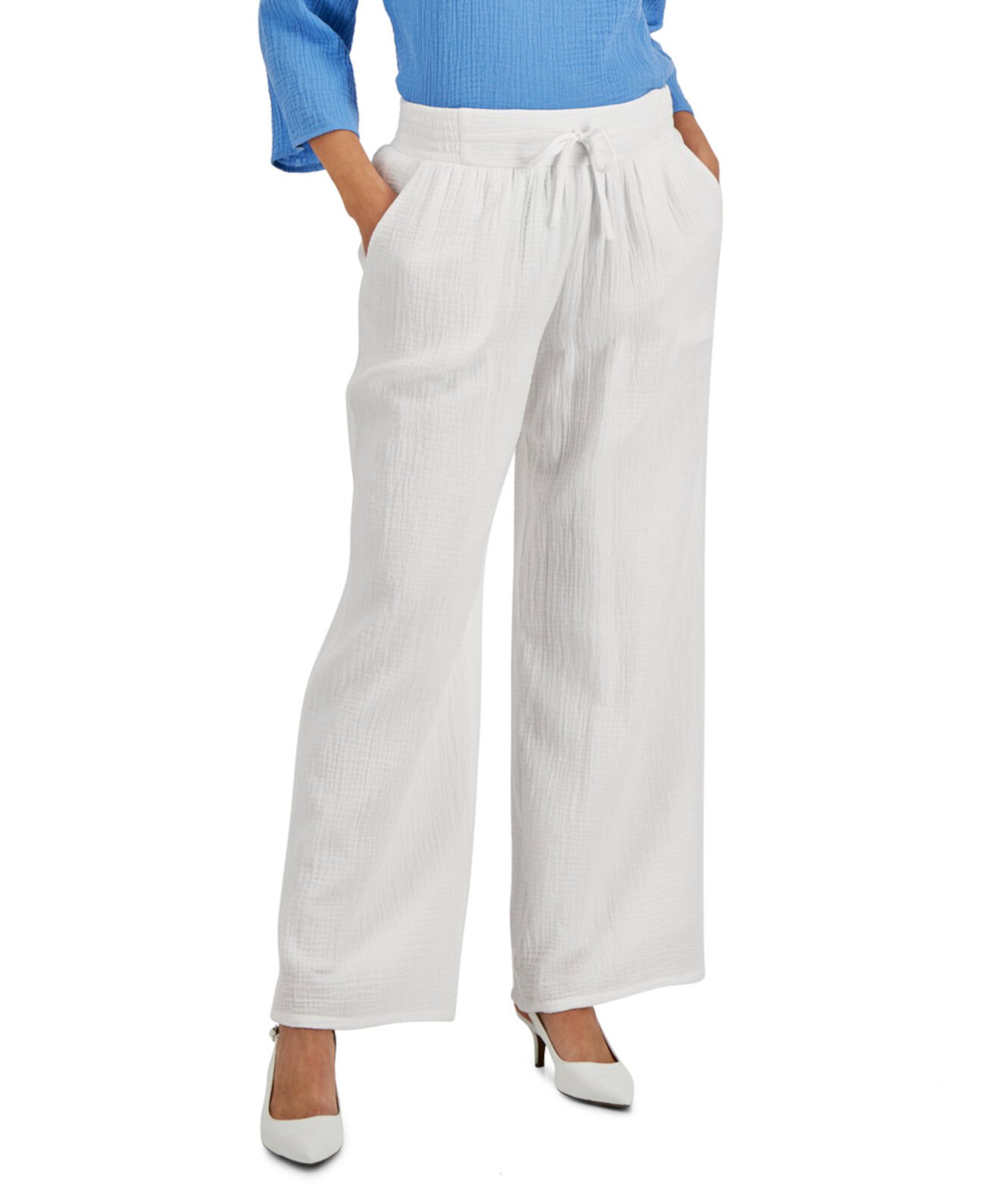 Широкие брюки Petite Cotton Gauze, созданные для Macy's J&M Collection