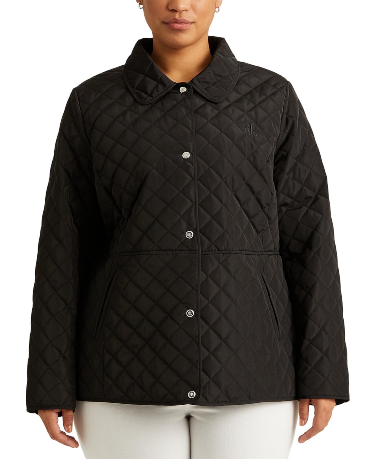 Женское стеганое пальто больших размеров с воротником на кнопках, созданное для Macys Ralph Lauren