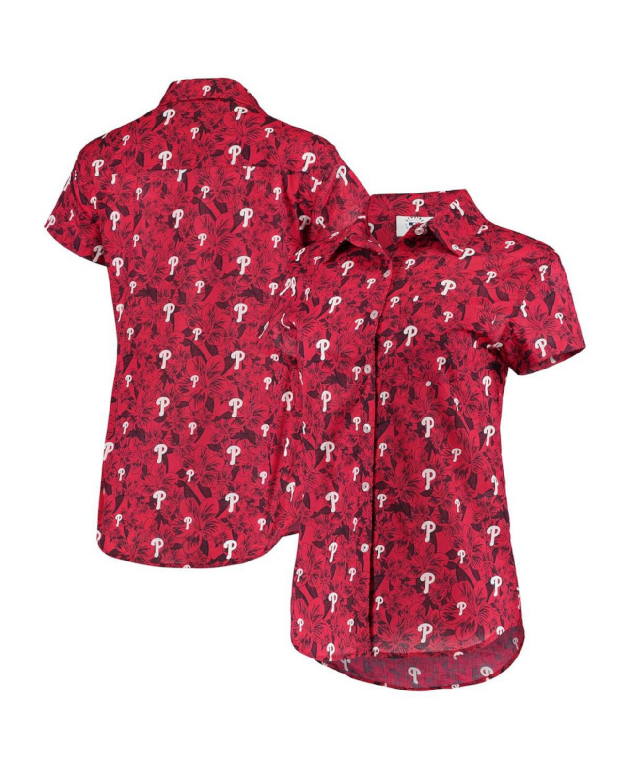 Женская красная рубашка Philadelphia Phillies с цветочным принтом на пуговицах FOCO