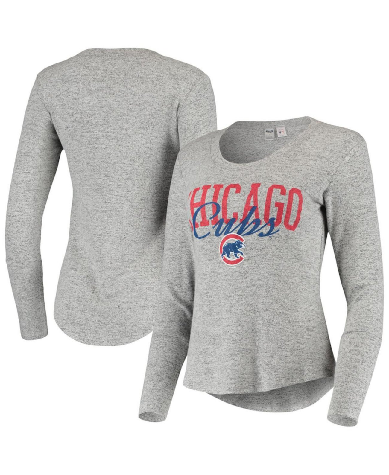 Женская футболка с длинным рукавом Chicago Cubs Tri-Blend в меланжевом цвете Concepts Sport
