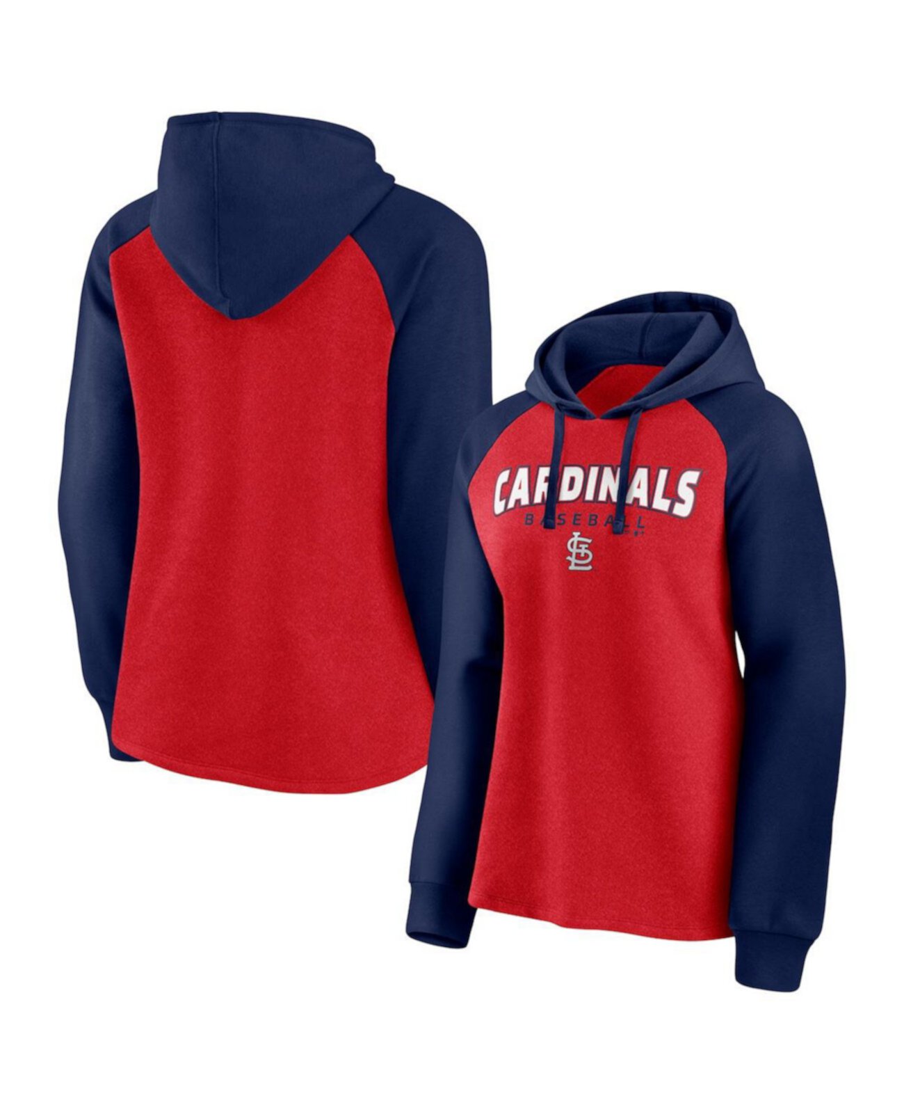 Женский красный, темно-синий пуловер с капюшоном St. Louis Cardinals Recharged реглан Fanatics