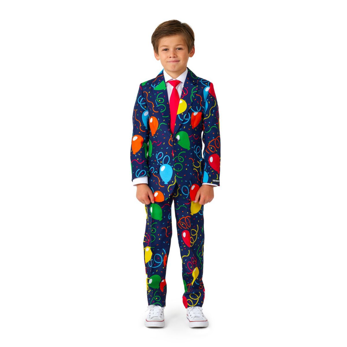 Куртка, брюки и галстук темно-синего цвета с костюмом для вечеринки для мальчиков 4–16 лет Suitmeister Confetti Balloons Suitmeister