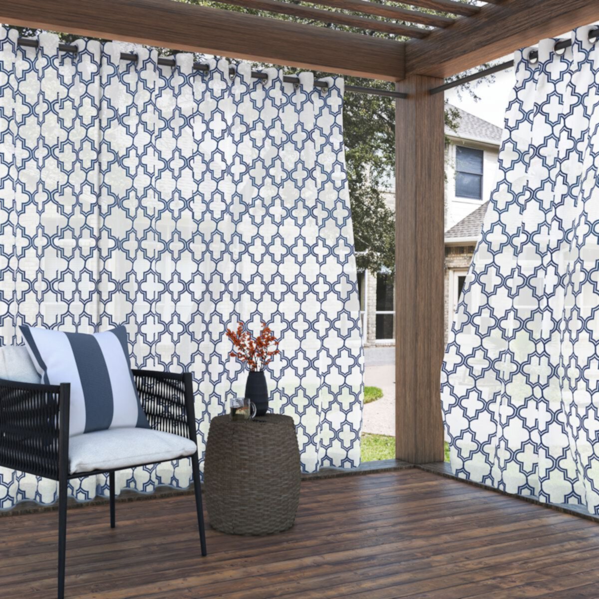 Sun Zero Ria Indoor/Outdoor Trellis Window Curtain Sun Zero