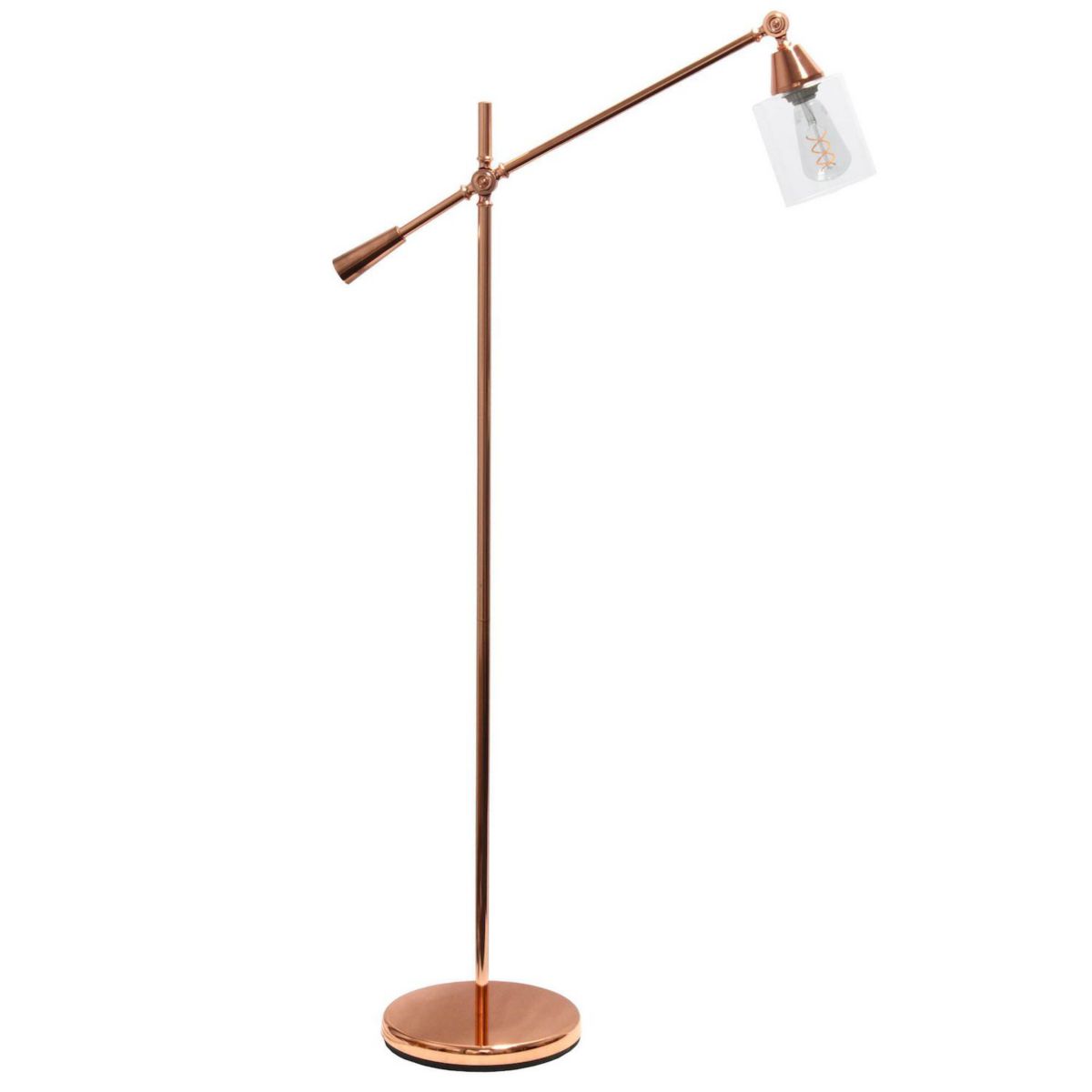 Напольный светильник Elegant Designs Pivot Arm со стеклянным абажуром, розовое золото Elegant Designs