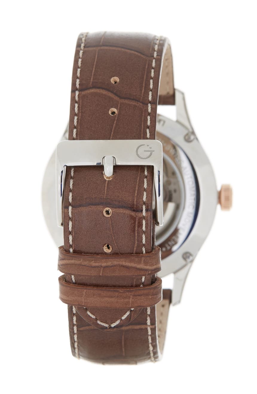 Мужские автоматические часы с пятью точками и кожаным белым циферблатом, 43 мм Gevril