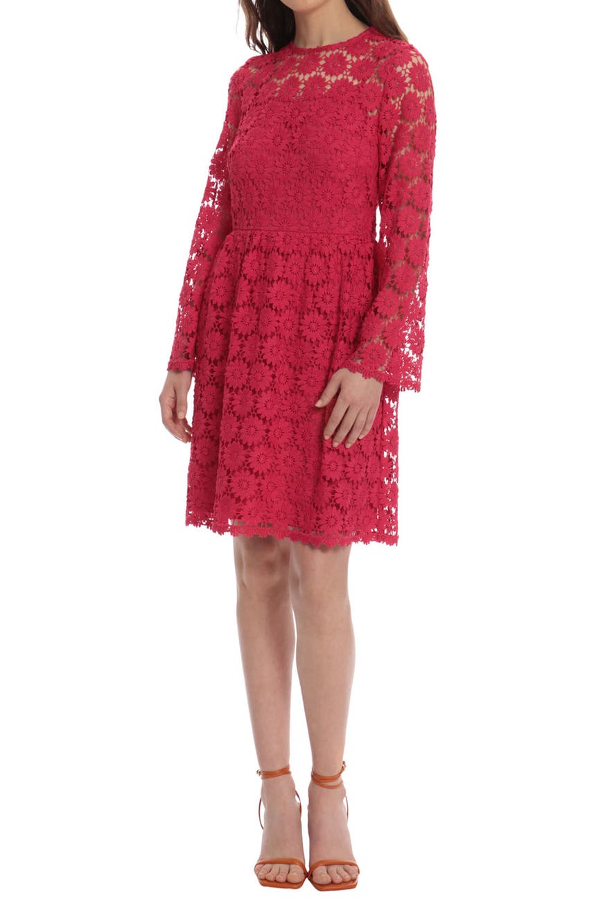 Кружевное платье с длинными рукавами и цветочным принтом Donna Morgan