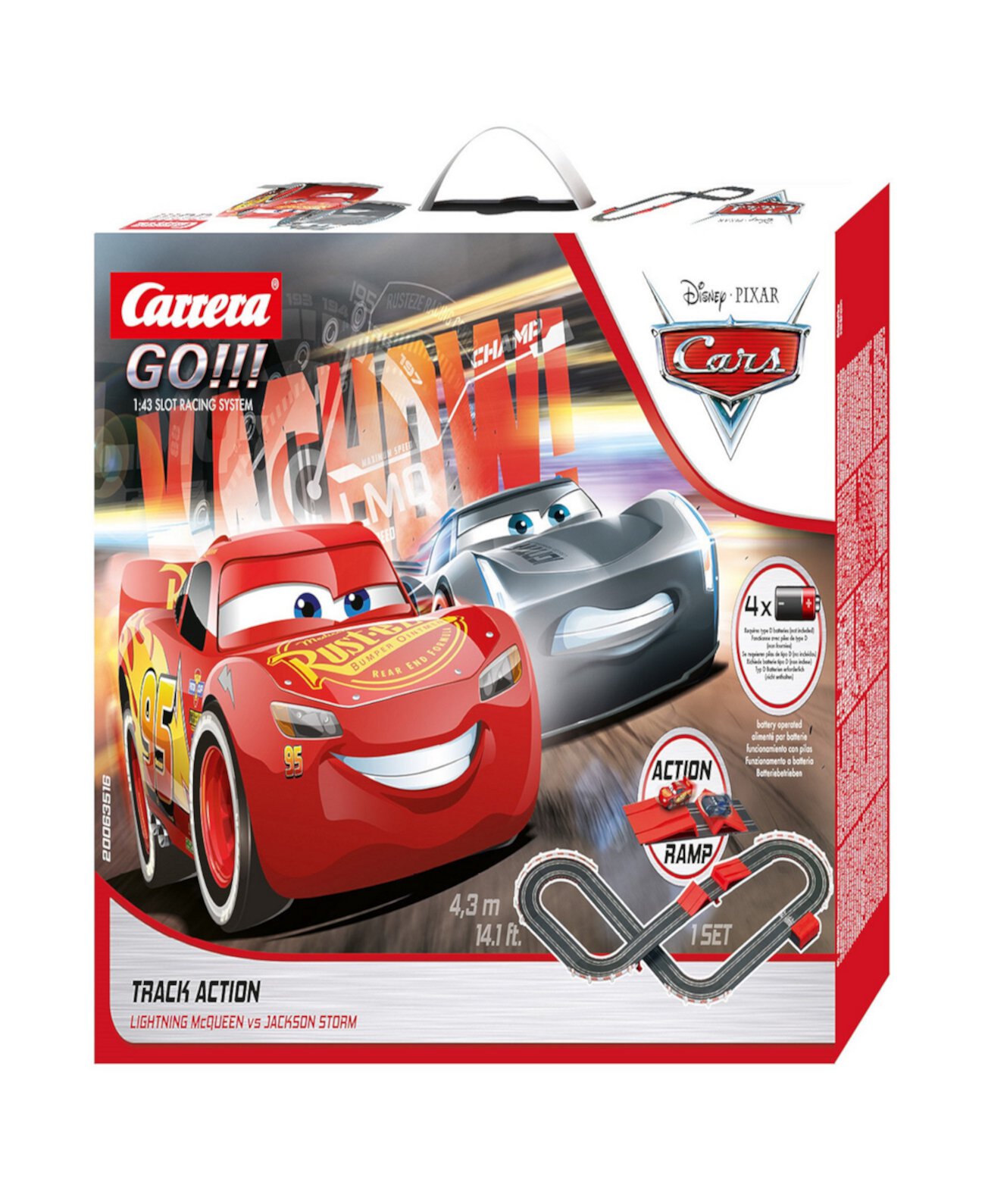 Go на батарейках Disney Pixar Cars Track Action Electric Powered Slot Car Race Track with Jump Ramp Set Carrera