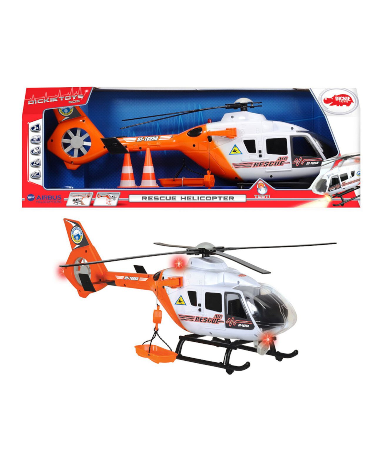 - 25-дюймовый световой и звуковой спасательный вертолет SOS с подвижными лопастями ротора Dickie Toys