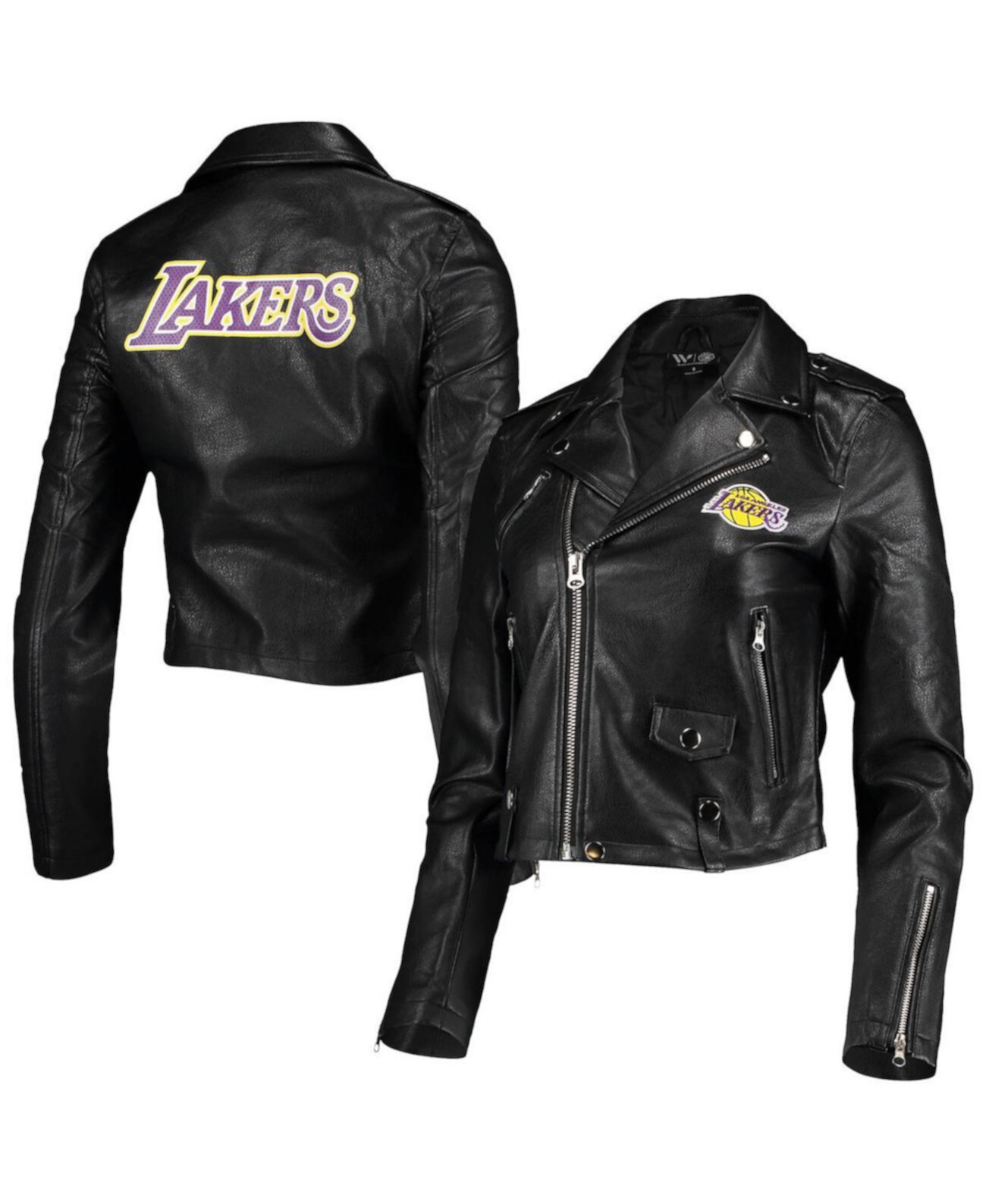 Женская черная куртка Los Angeles Lakers Moto с молнией во всю длину The Wild Collective