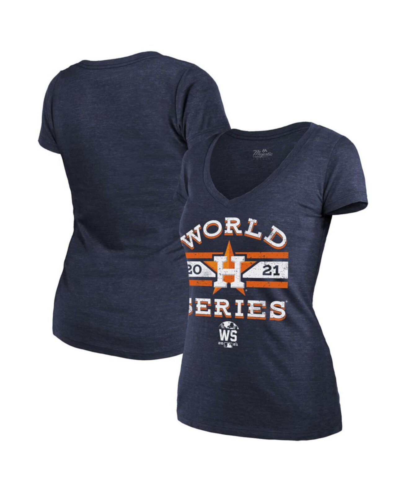 Women's Threads Navy Houston Astros 2021 World Series Bound Contact V-Neck T-shirt Majestic