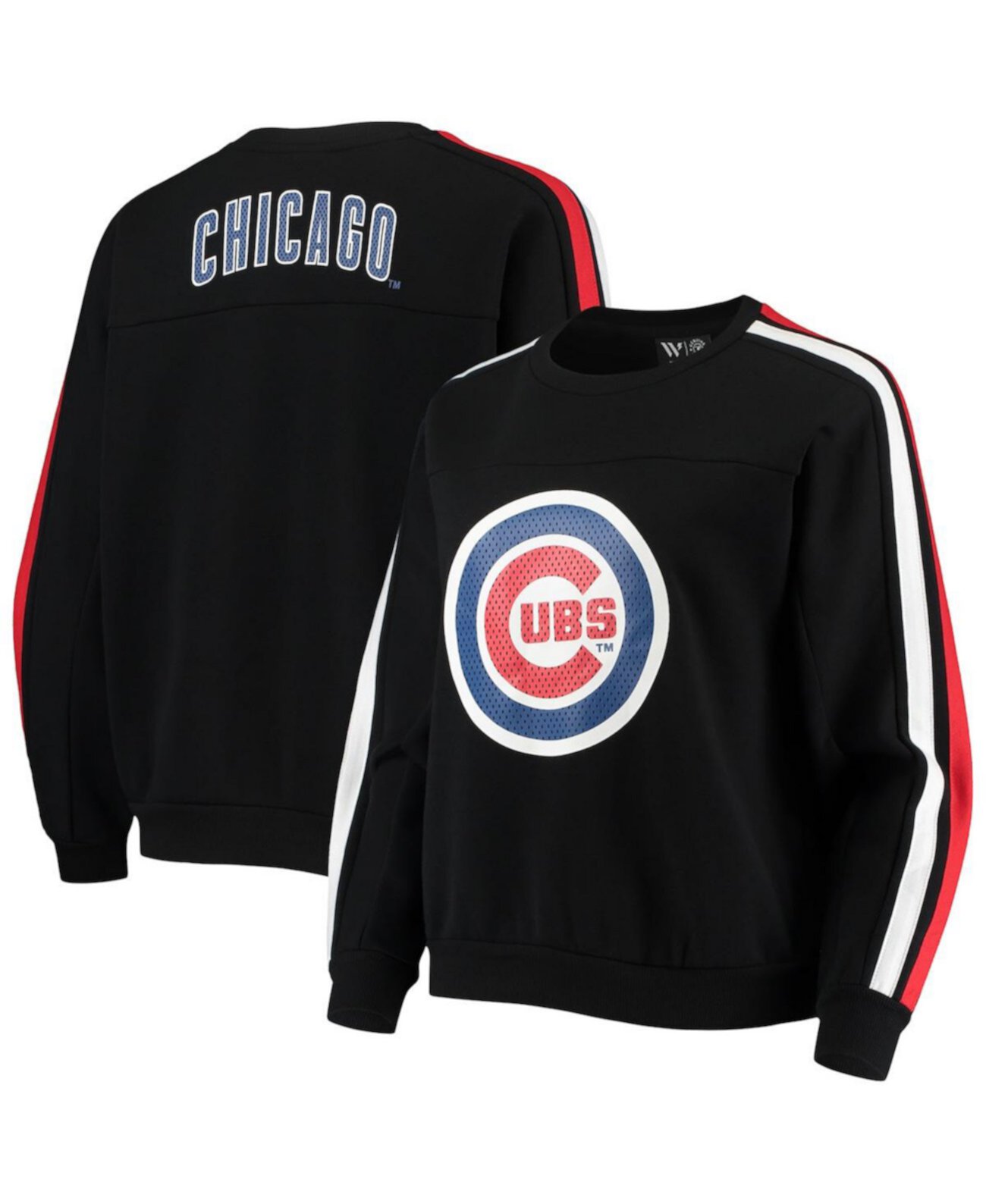 Женская черная толстовка с перфорированным логотипом Chicago Cubs The Wild Collective