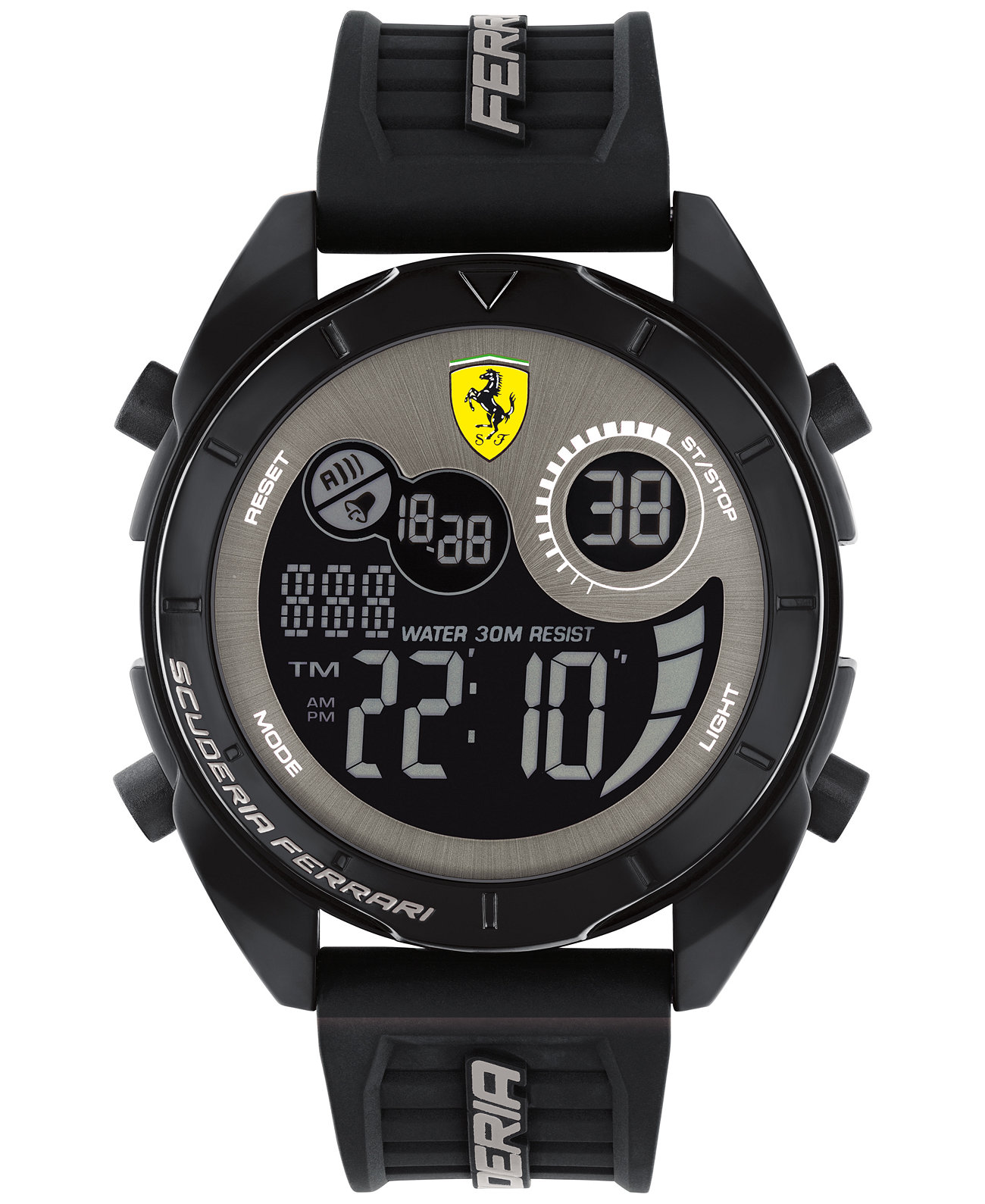 Мужские цифровые часы Forza с черным силиконовым ремешком 45 мм Ferrari