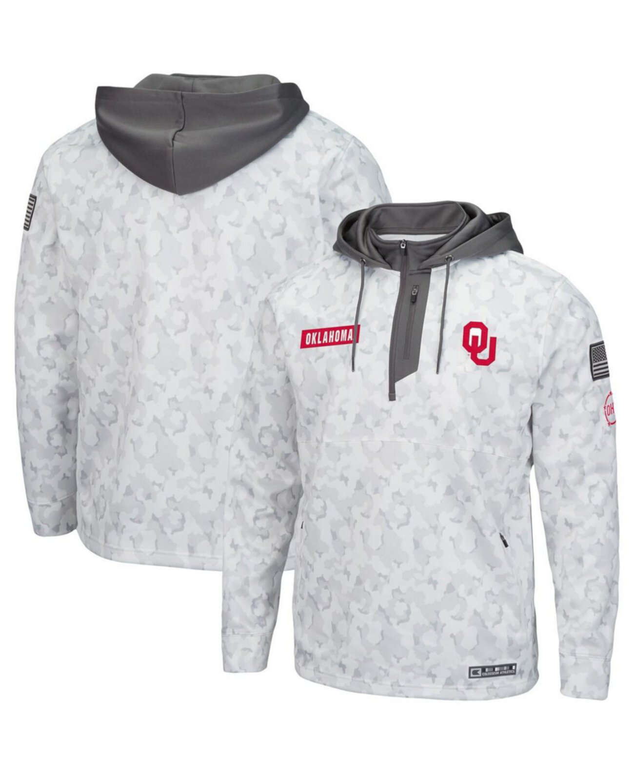 Мужское Худи Colosseum Arctic Camo Oklahoma Sooners OHT Military-inspired Appreciation Quarter-zip Colosseum