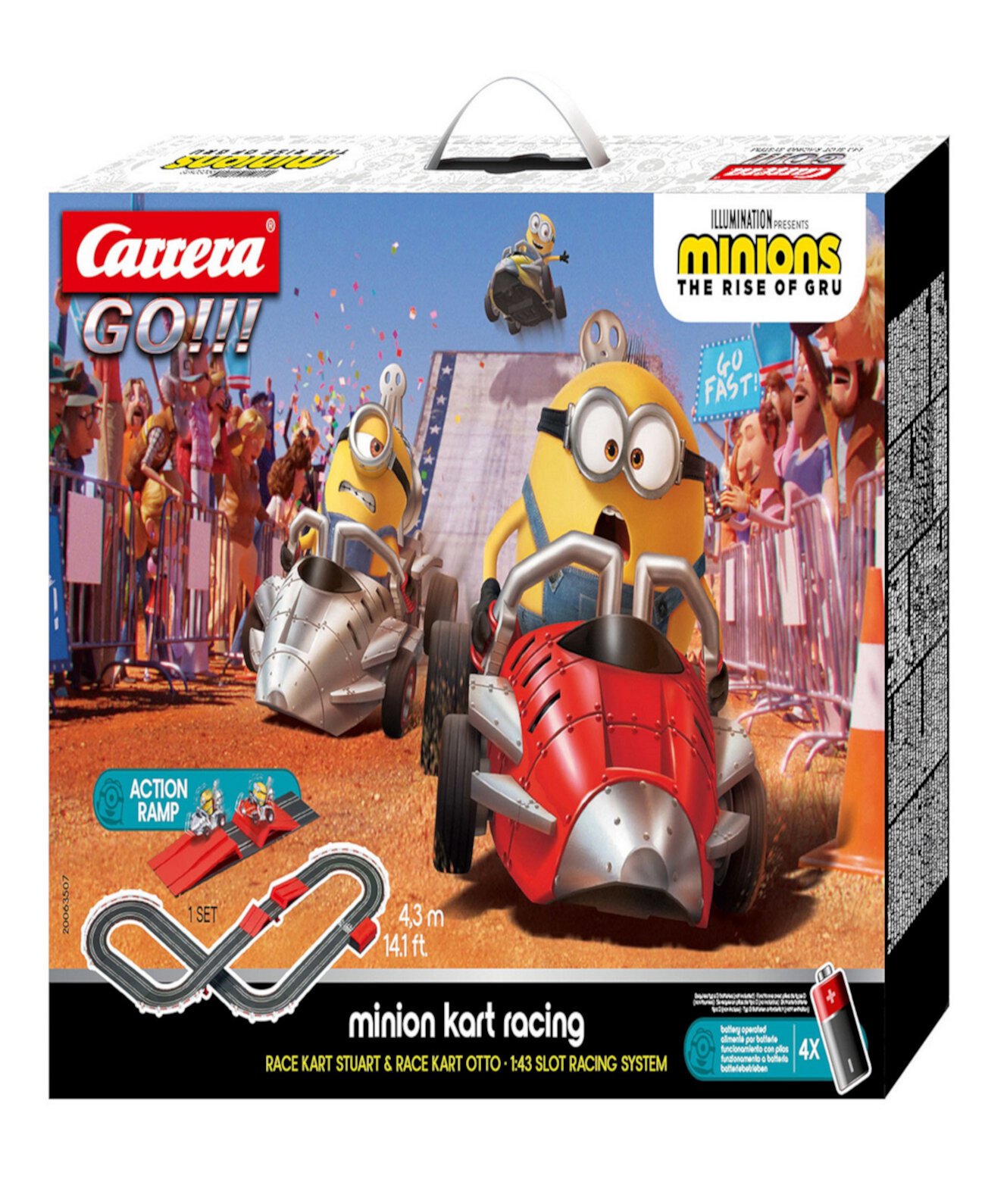 Go Minions Kart Racing с питанием от батареи Гонки на игровых автоматах с электроприводом Гоночная трасса с набором трамплинов Carrera