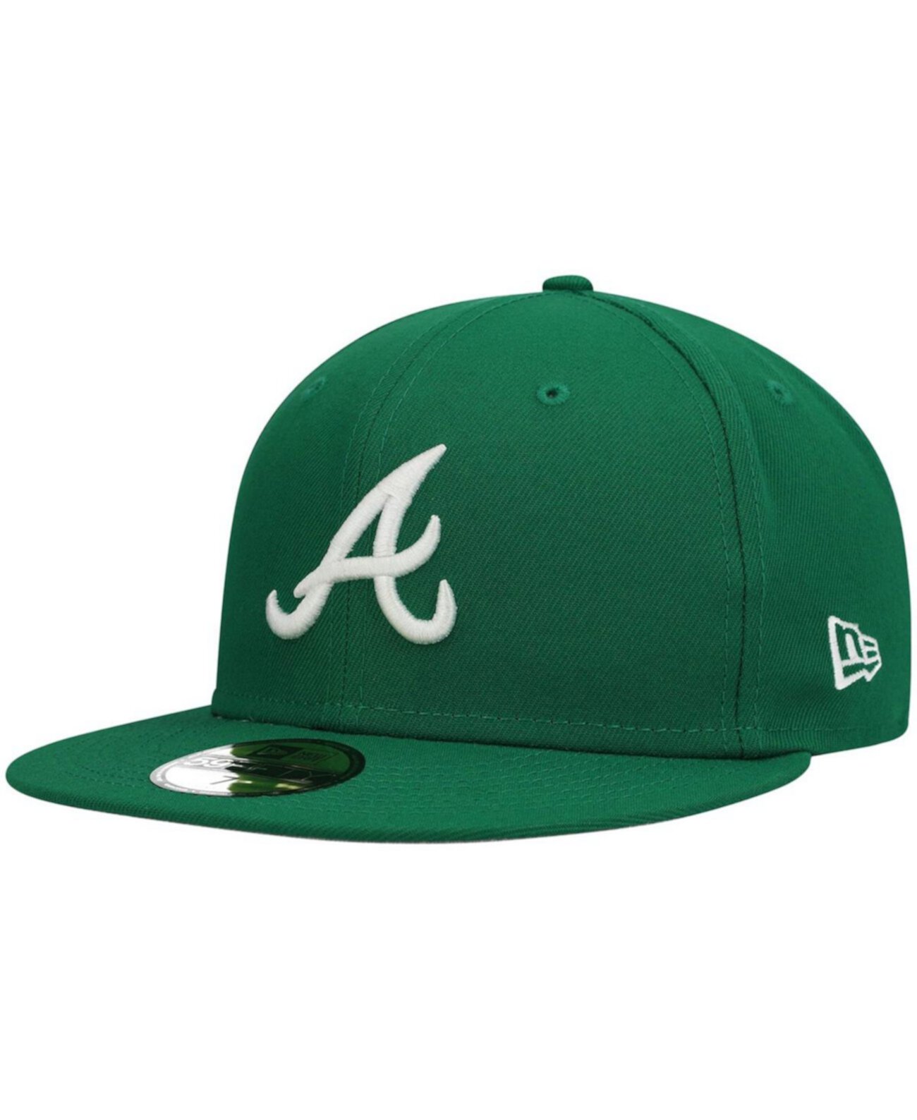 Мужская зеленая приталенная кепка Atlanta Braves Logo White 59FIFTY New Era