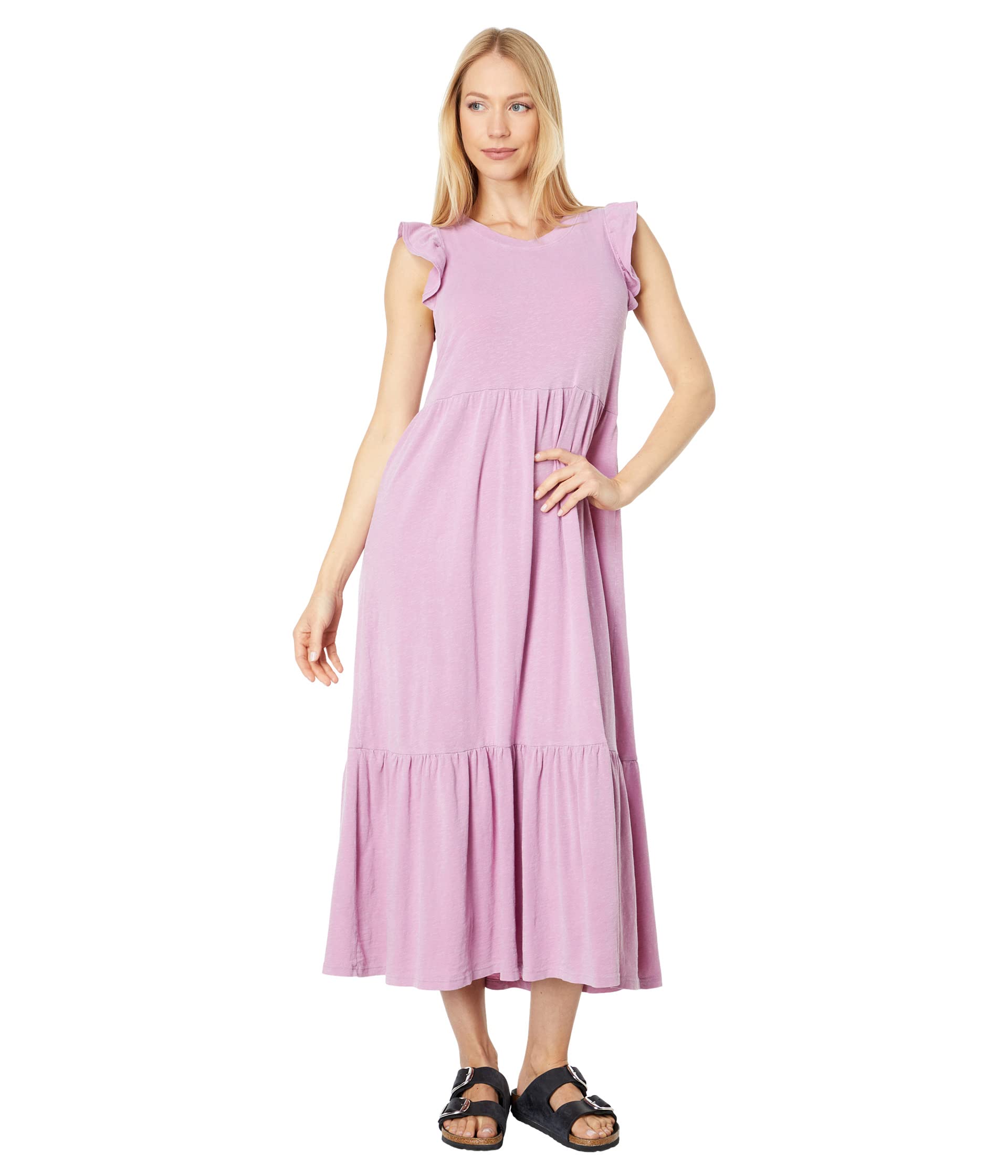 Ruffle Sleeve Tiered Dress in Cotton Spandex Sundry