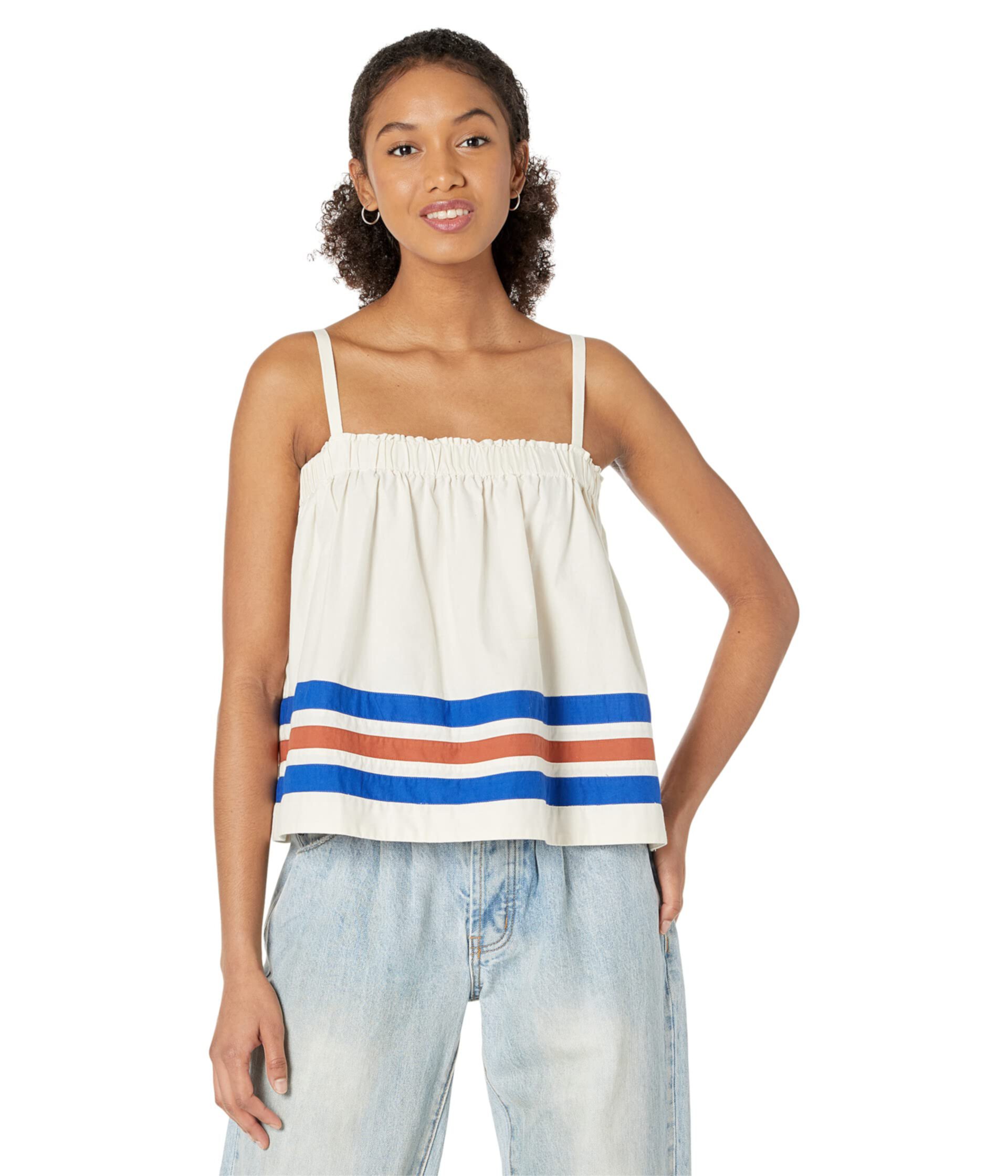 Cami with Varsity Stripe in Woven Cotton Sundry