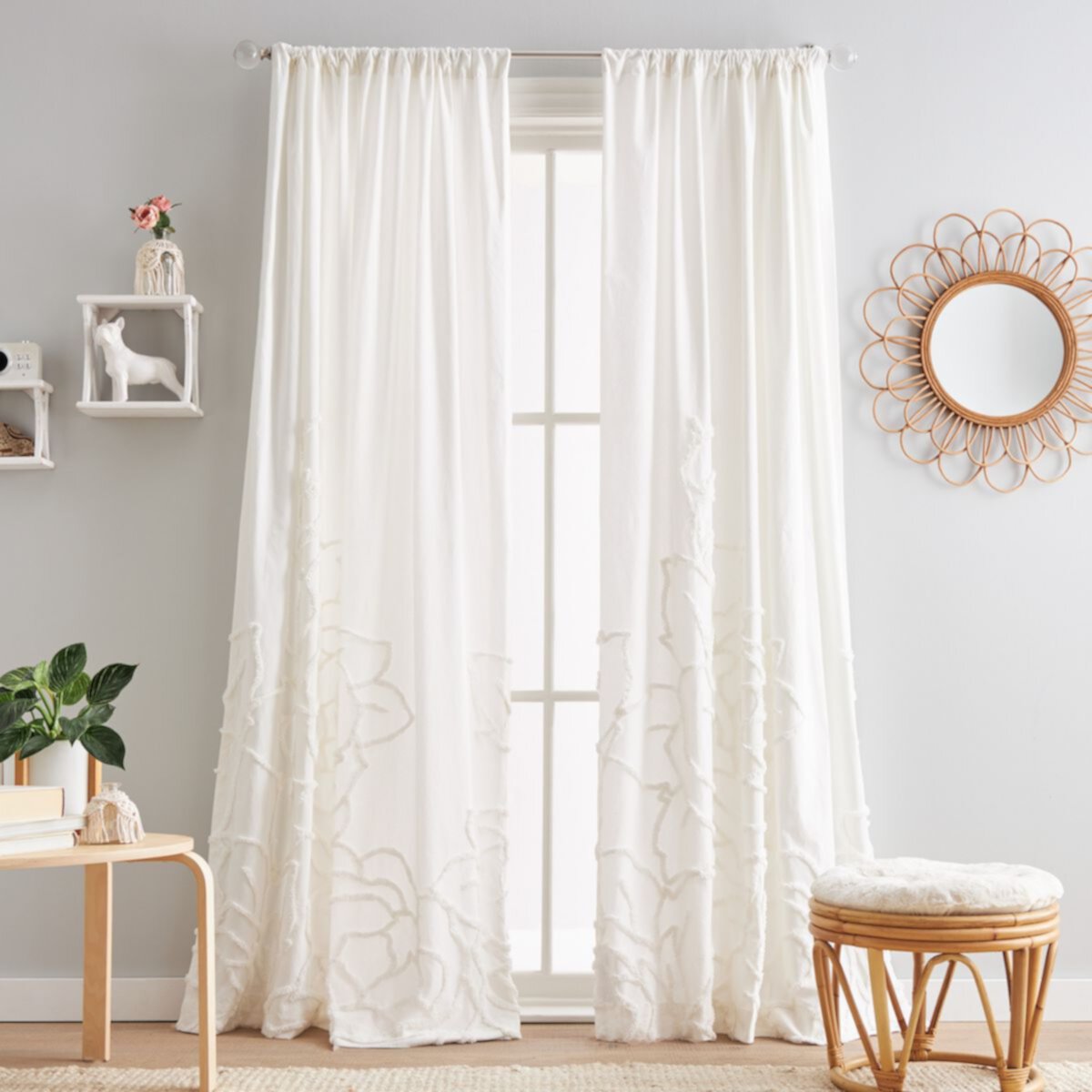 Peri Chenille Rose Poletop Window Curtain Set Peri