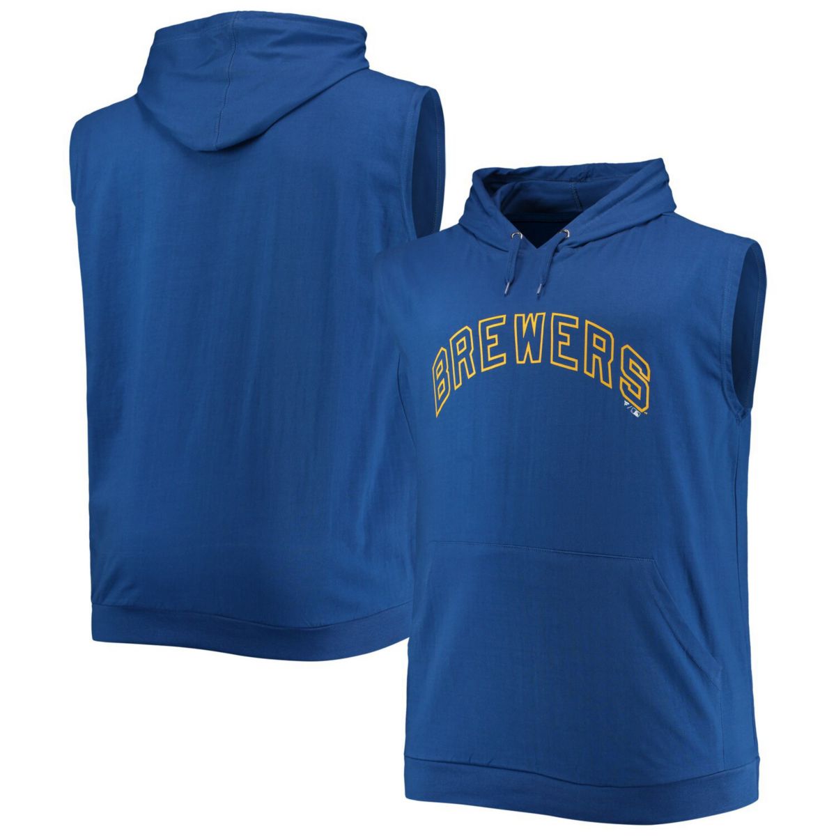 Мужской пуловер без рукавов с капюшоном Royal Milwaukee Brewers Jersey Muscle Profile