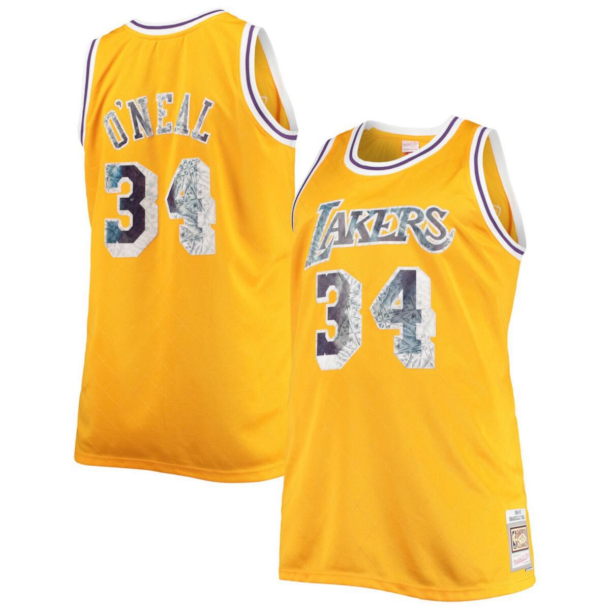 Мужская Футболка Mitchell & Ness Shaquille O'Neal Gold Los Angeles Lakers Big & Tall 1996-97 NBA 75th Anniversary Diamond Swingman Mitchell & Ness