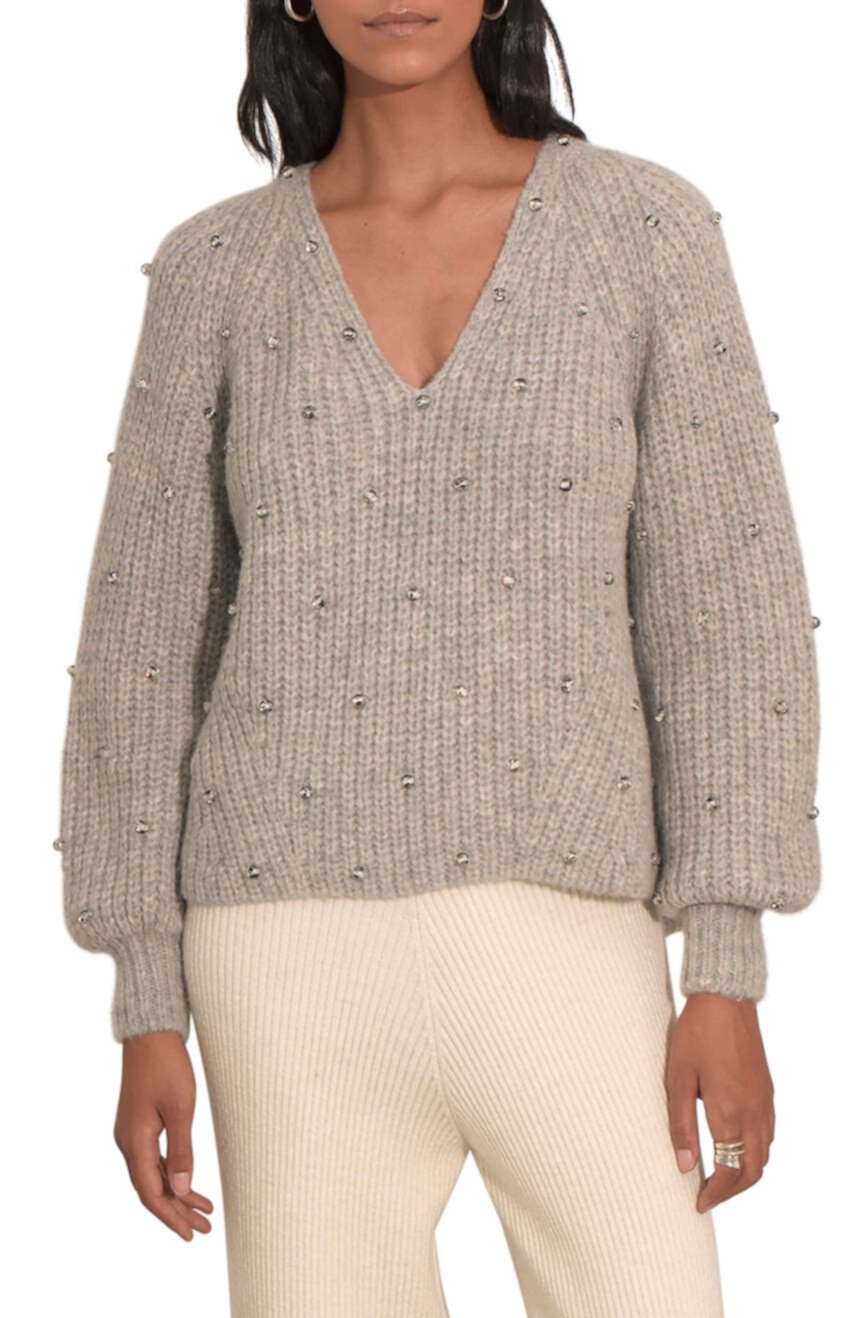 Украшенный свитер Tessa с двойным V-образным вырезом из смесовой ткани альпака ELEVEN SIX