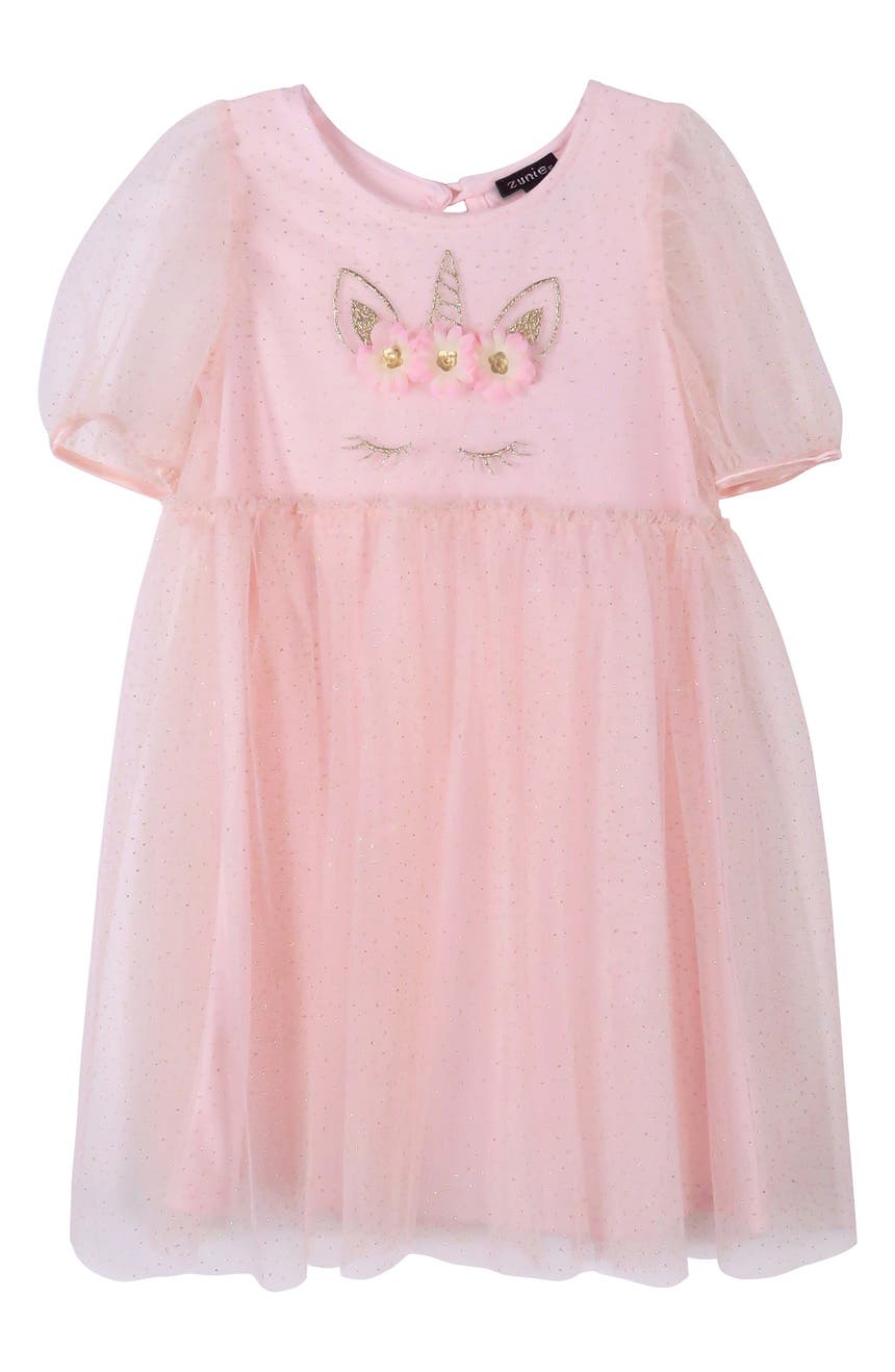 Puff Sleeve Unicorn Babydoll Dress Zunie