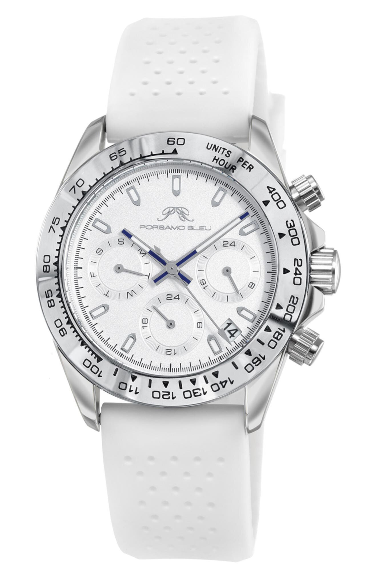 Женские часы Alexis Chronograph Sport, белые силиконовые, 37 мм Porsamo Bleu