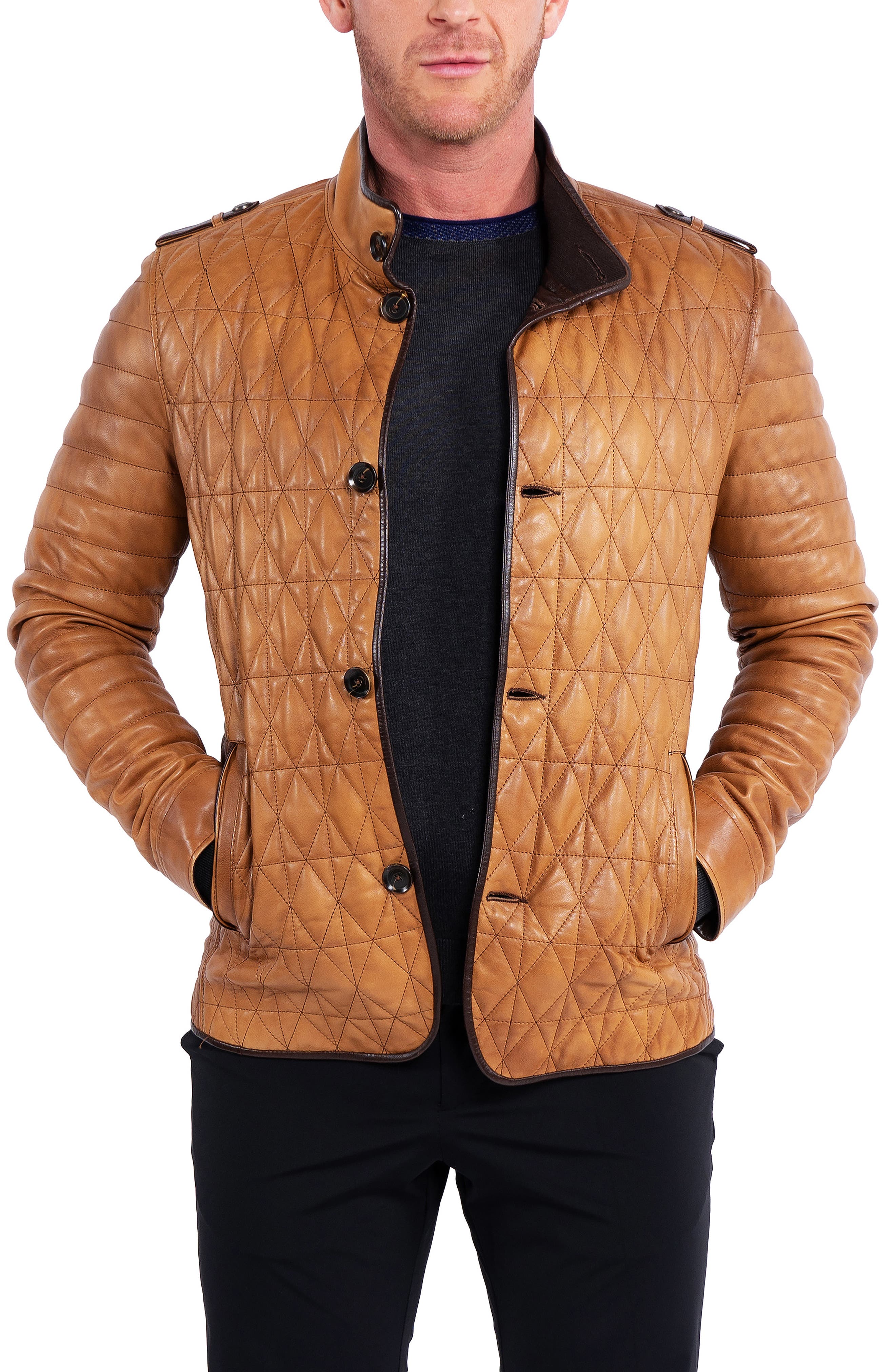 Quilted Leather Field Jacket Maceoo
