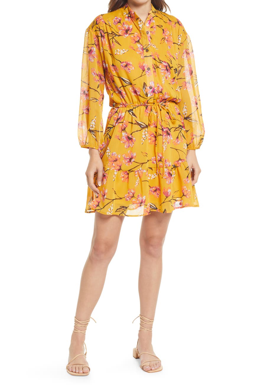 Мини-платье Nora с цветочным принтом и длинными рукавами Fraiche By J