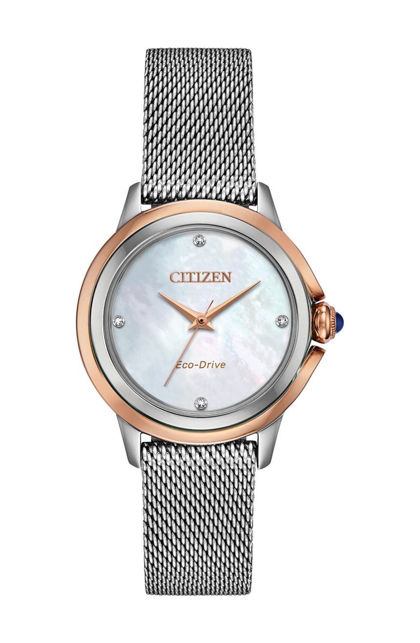 Женские классические эко-часы с браслетом из нержавеющей стали, 32 мм Citizen