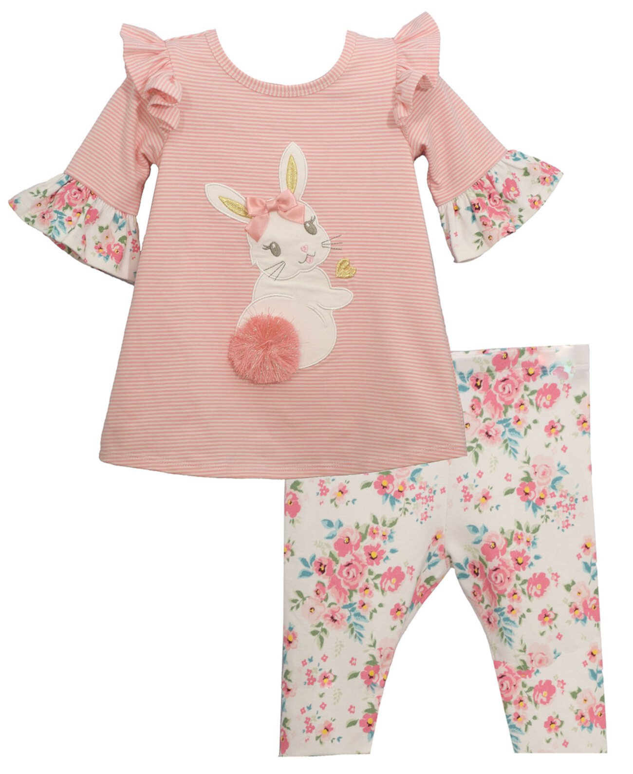 В полоску с рукавами три четверти и брюками-капри для новорожденных девочек, комплект из 2 предметов Bonnie Baby