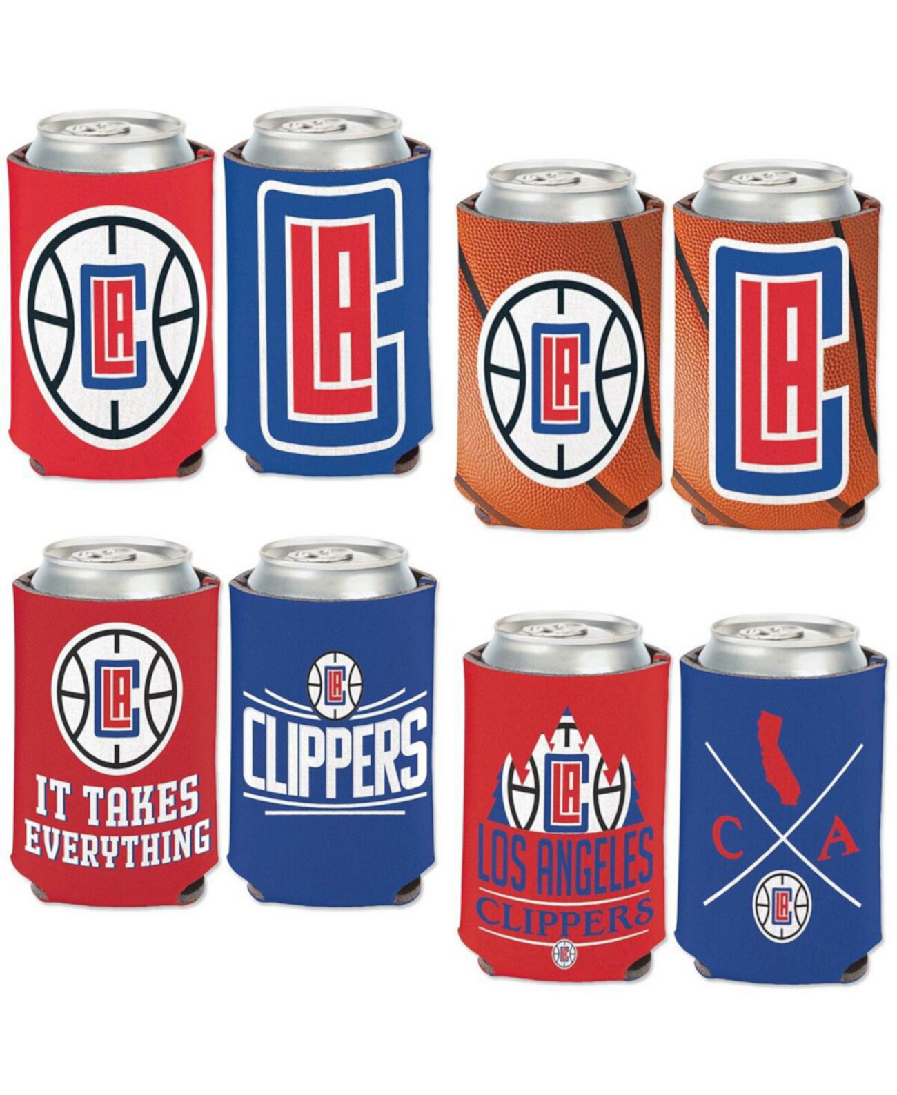 LA Clippers, четыре упаковки, 12 унций. Набор охладителей для консервных банок Wincraft