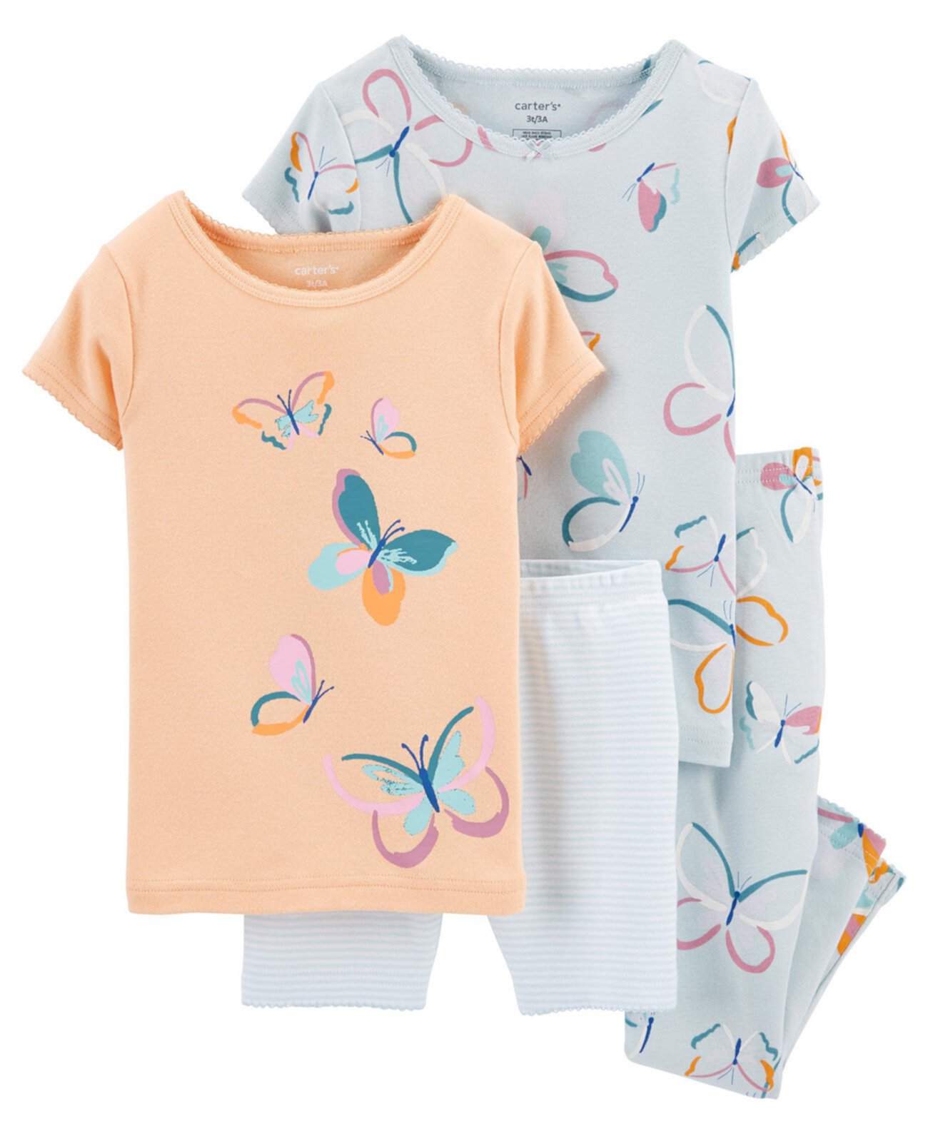 Комплект из футболки, шорт и пижамы с бабочкой из 4 предметов для девочек для малышей Carter's