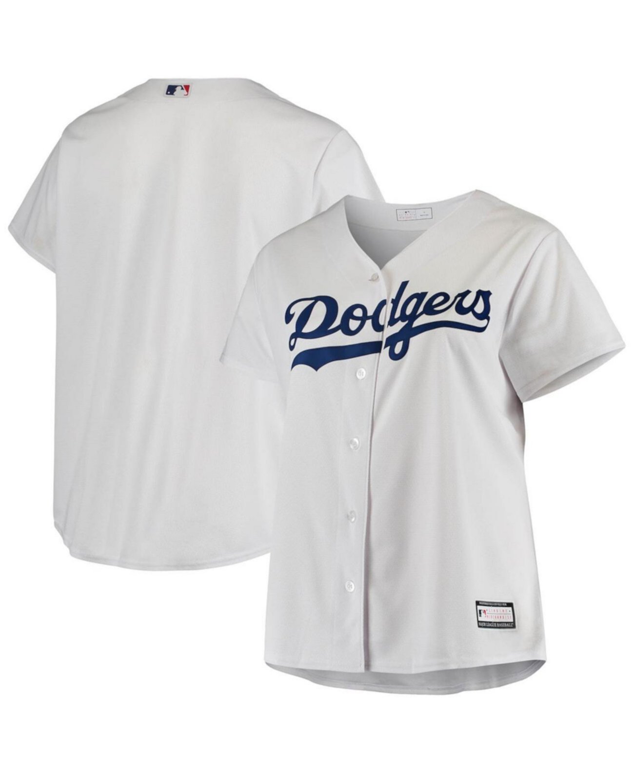 Женская белая продезинфицированная копия джерси команды Los Angeles Dodgers больших размеров Profile