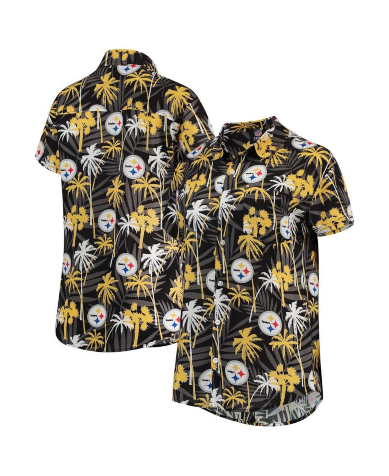 Женская черная рубашка Pittsburgh Steelers с цветочным принтом Harmonic на пуговицах FOCO