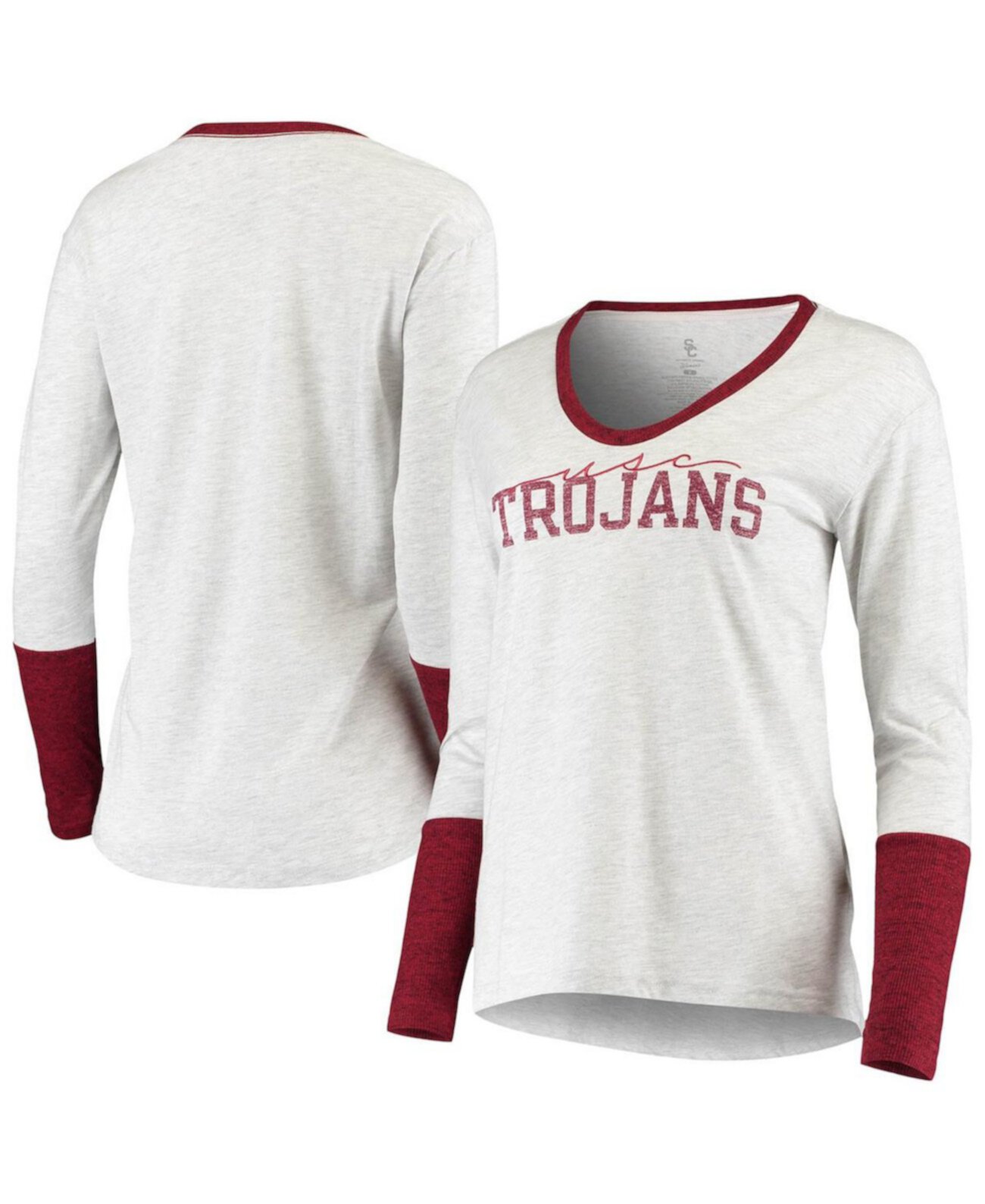 Женская футболка с длинным рукавом USC Trojans Eleanor Scoop Neck цвета меланжевого серого цвета 289c Apparel