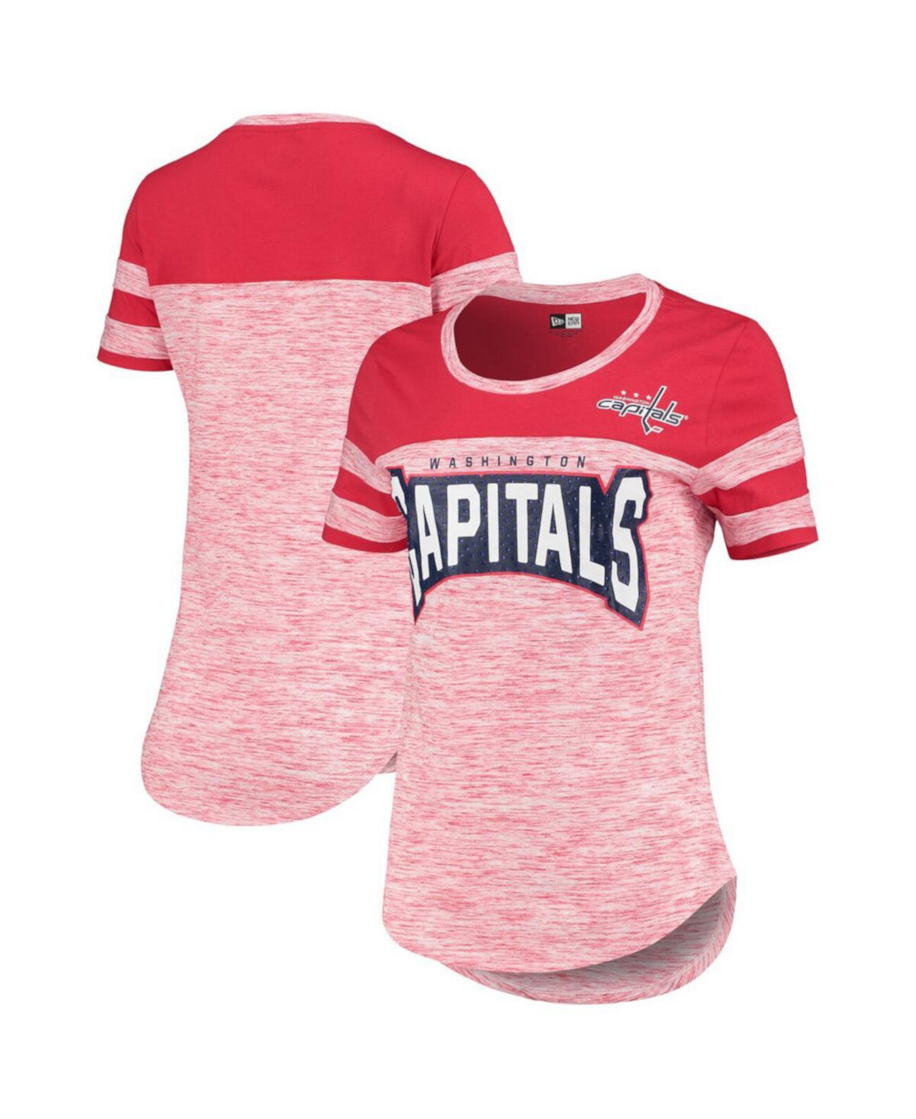 Женская красная футболка в полоску New Era Washington Capitals Space Dye Stripes 5th & Ocean