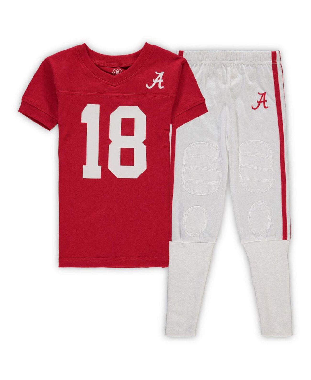 Комплект для сна с футболкой и брюками Crimson Alabama Crimson Tide Football Player для мальчиков и девочек дошкольного возраста с v-образным вырезом Wes & Willy