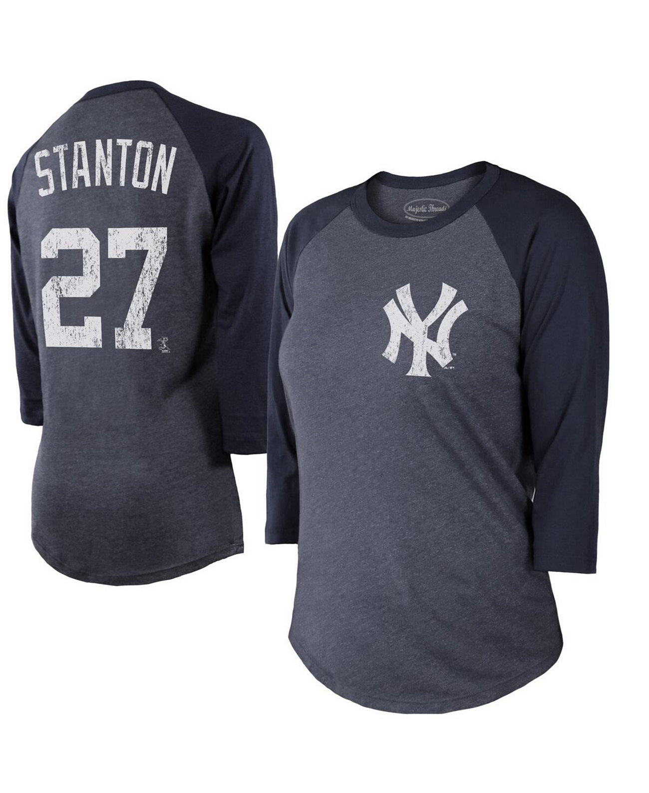 Женская футболка Giancarlo Stanton Navy New York Yankees с именем и номером и рукавом 3/4, футболка реглан Majestic