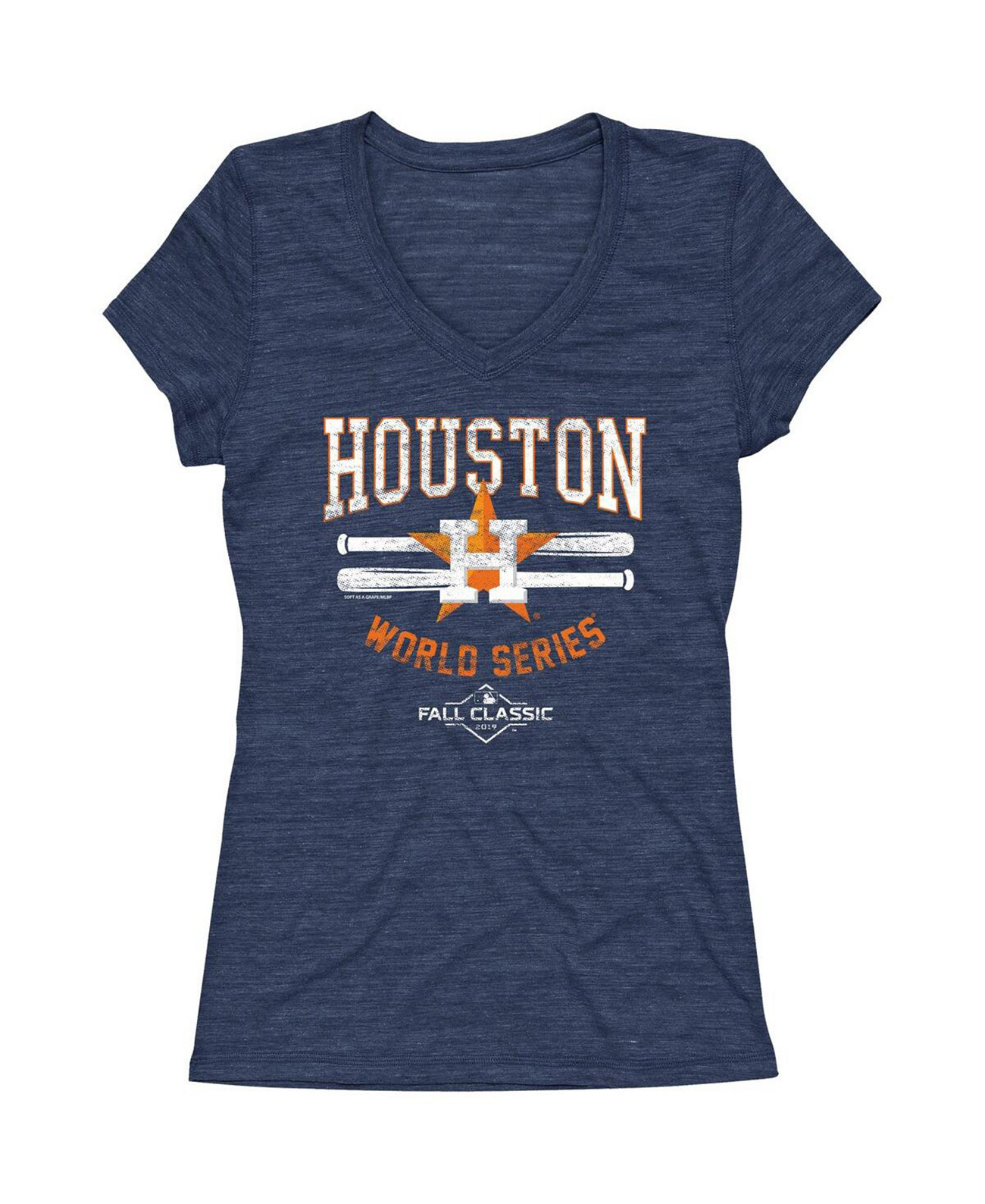 Женская темно-синяя футболка Houston Astros 2019 World Series Bound Tri-Blend с v-образным вырезом Soft As A Grape