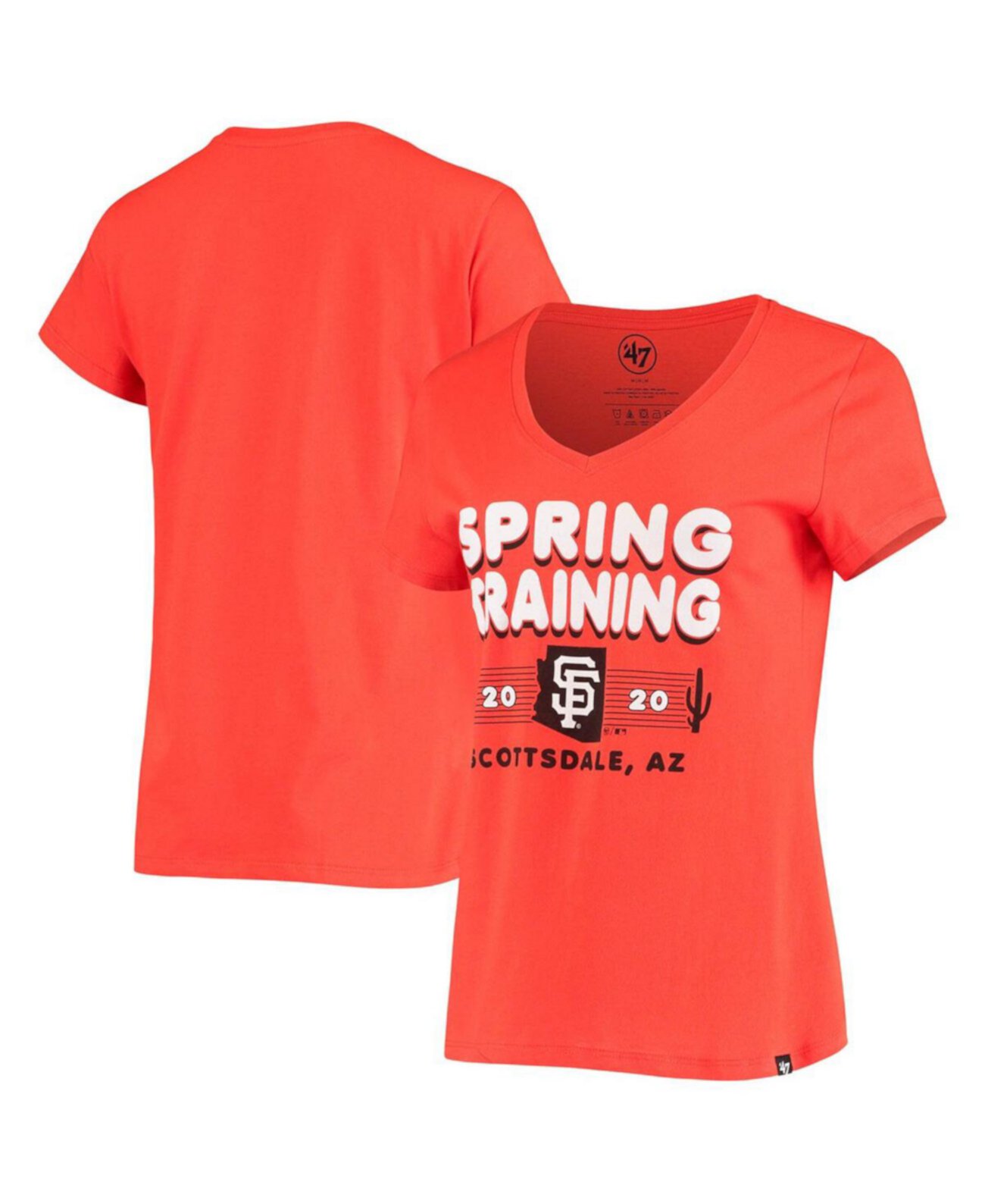 Женская футболка Orange San Francisco Giants 2020 Spring Training Retro Bubble Rival с v-образным вырезом '47 Brand