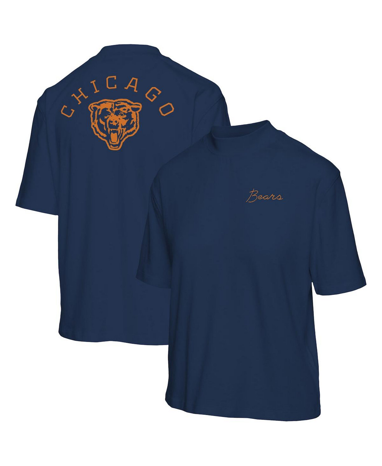 Женская темно-синяя футболка с короткими рукавами и воротником-стойкой Chicago Bears Junk Food