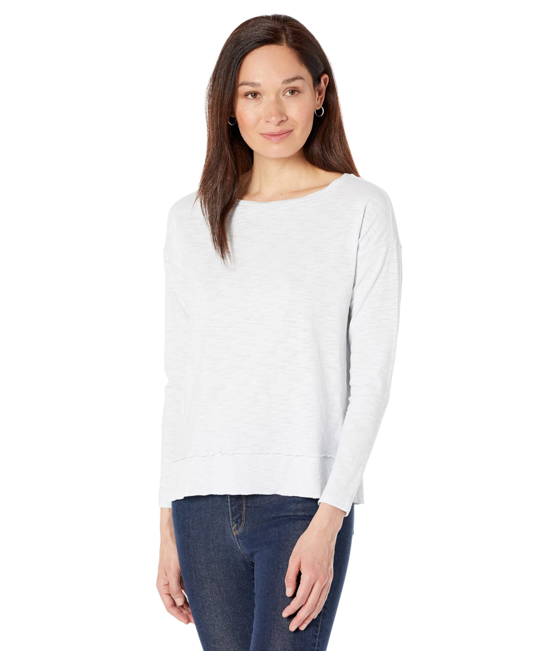 Rib Trim Boatneck in Loose Knit Slub Lilla P