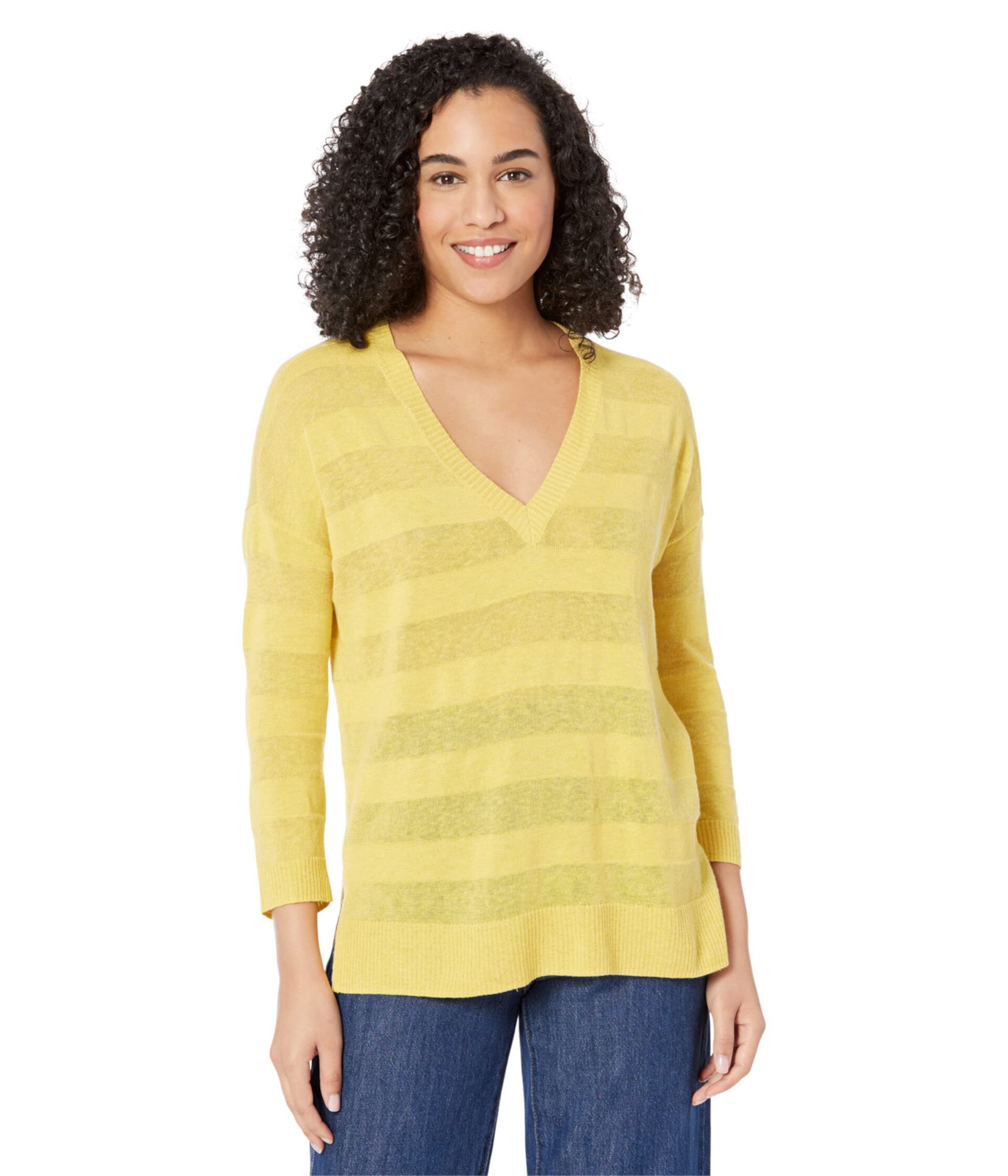 Shadow Stripe V-Neck Tunic Sweater Lilla P