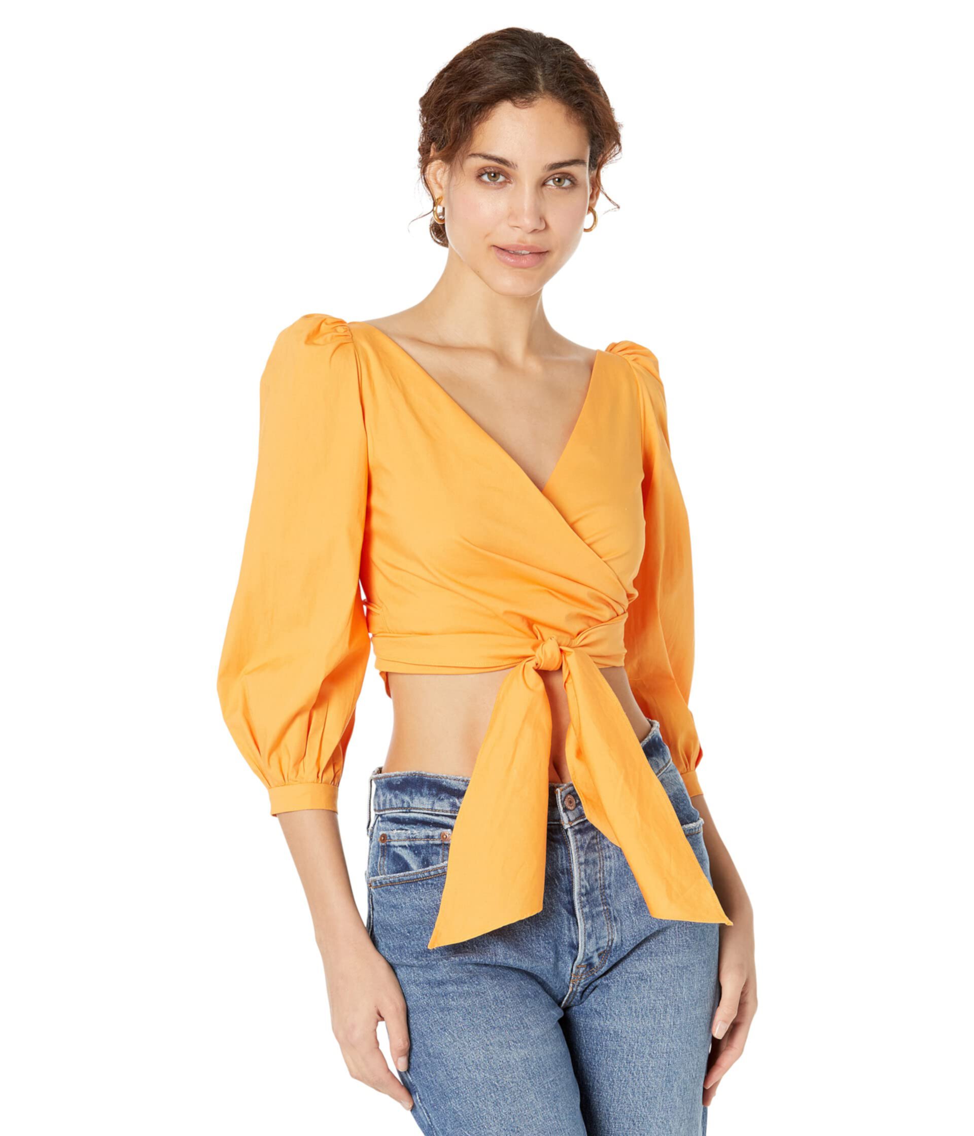 Jada Puff Sleeve Wrap Top Wayf