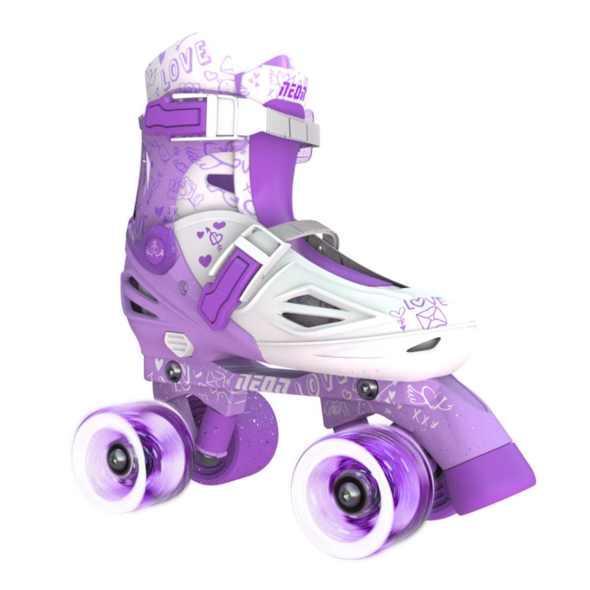Неоновые роликовые и четырехместные коньки 2-в-1 для детей со светящимися колесами Neon