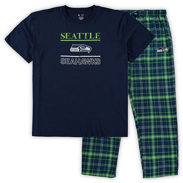 Men's Concepts Sport College Navy Seattle Seahawks Big &amp; Комплект для сна из футболки и брюк Tall Lodge Unbranded