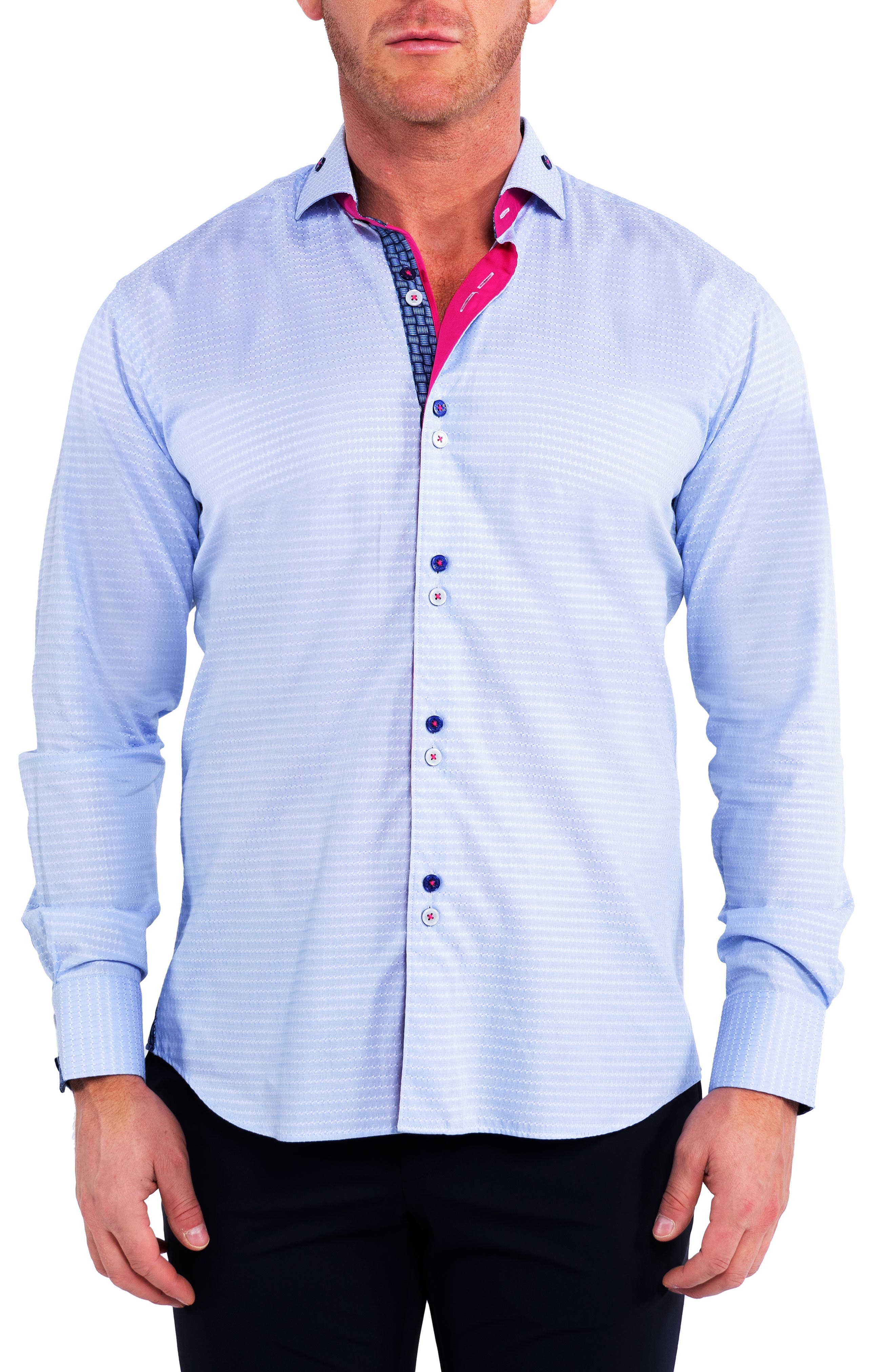 Einstein Repeat Blue Contemporary Fit Button-Up Shirt Maceoo