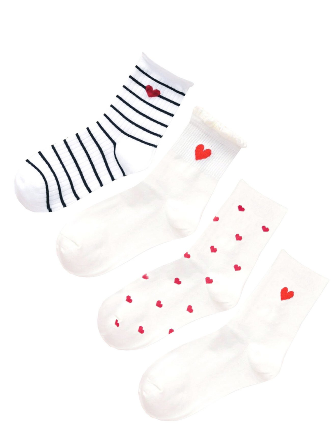 Женские носки с круглым вырезом с сердечками и полосками, упаковка из 4 шт. Stems